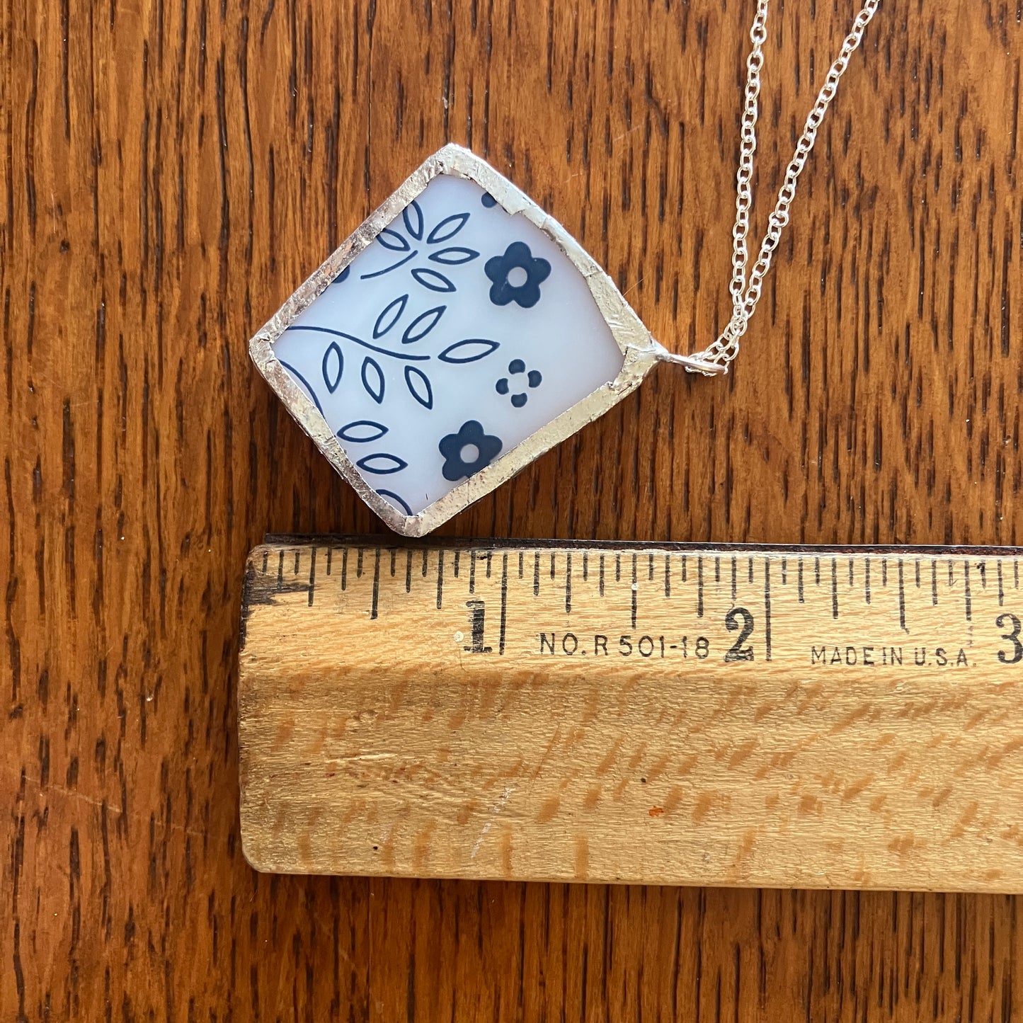 Artisan Made Pendant Pyrex Mug Handcrafted Necklace 1.5 in x 1.5 in