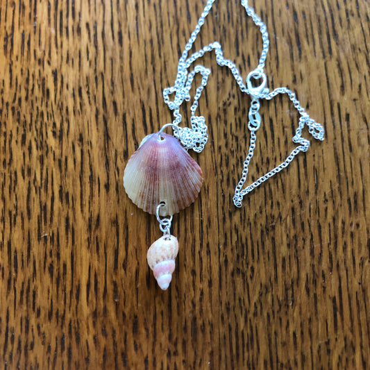 Scallop And Periwinkle Artisan Made Pendent Handcrafted Sea Shell Necklace 1 in x 1.75 in Mermaid Jewelry