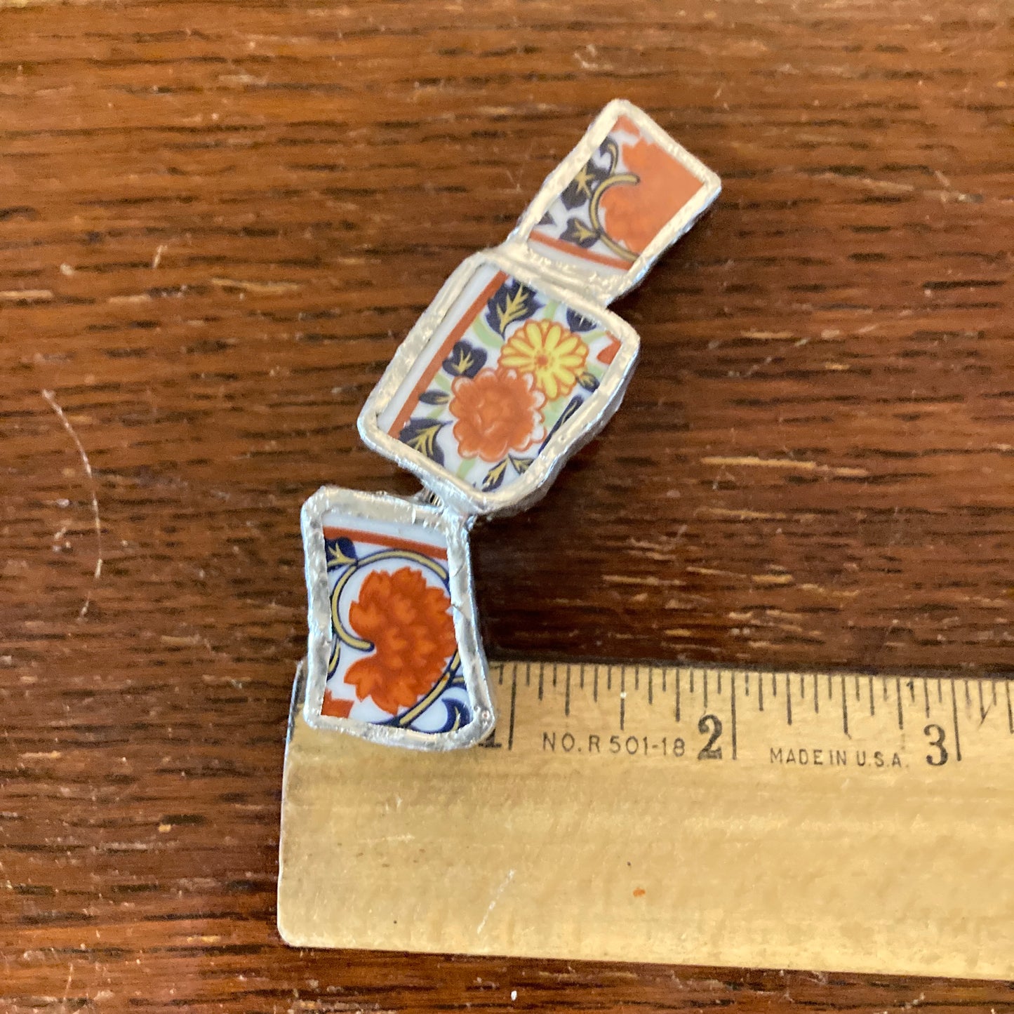 Broken Plate Artisan Made Floral Barrette Handcrafted Hair Clip 1 in x 3.25 in