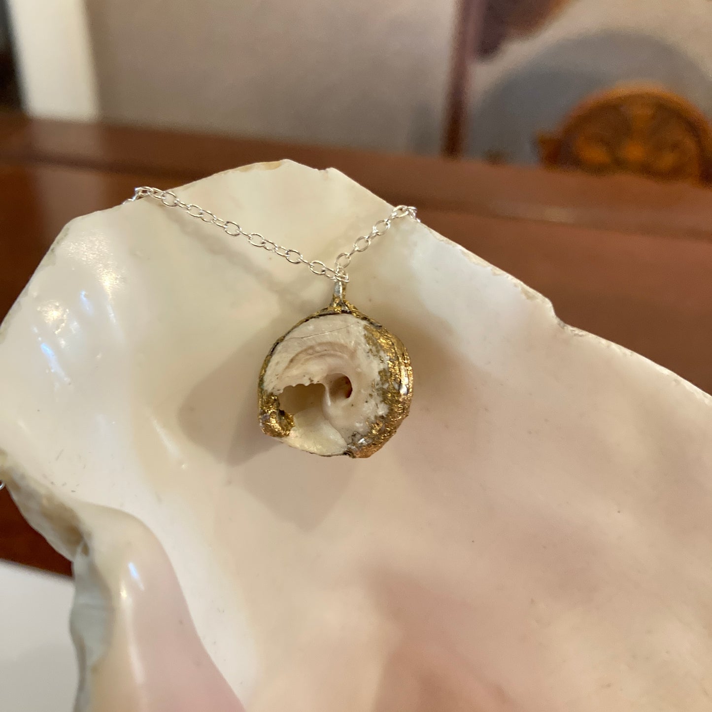Sea Witch Artisan Made Pendant Handcrafted Sea Shell Necklace 5/8 in x 5/8 in