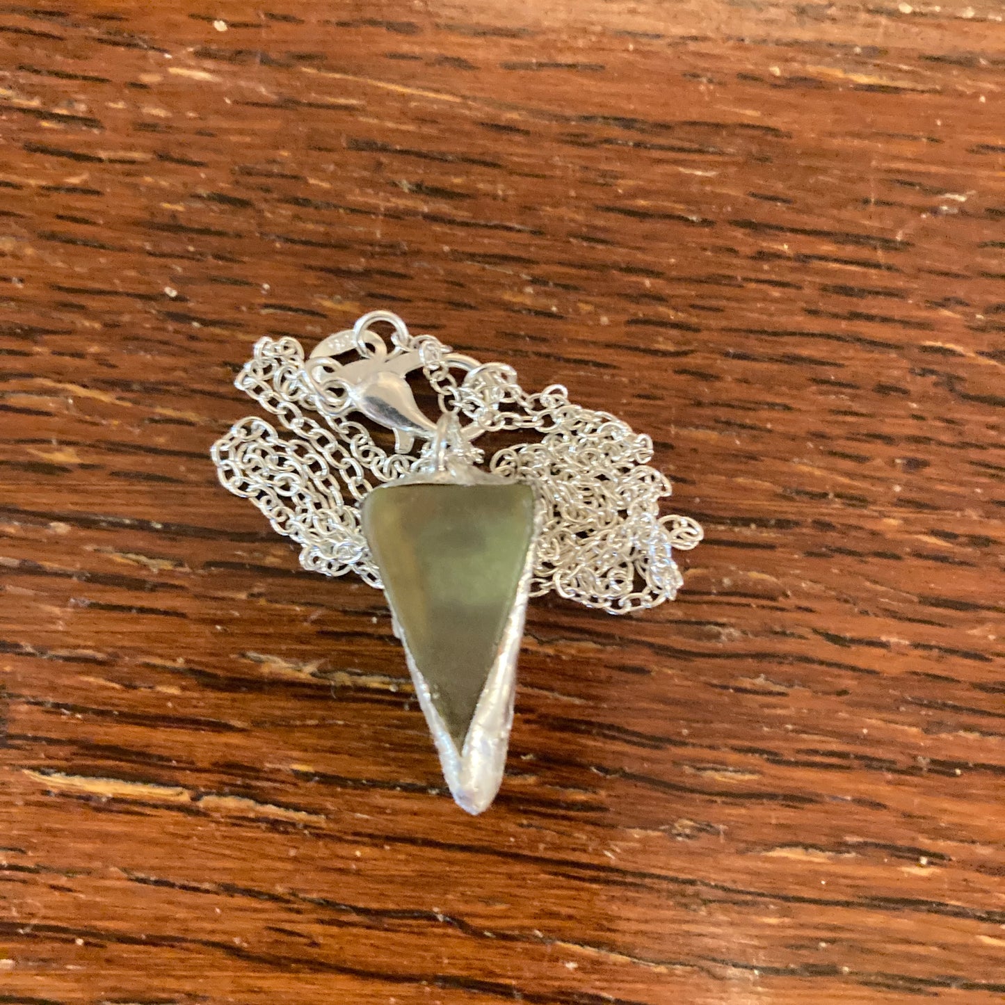 Erie Glass Artisan Made Pendant Green Uranium Glass Glow Glass Handcrafted Jewelry 3/8 in x 7/8 in