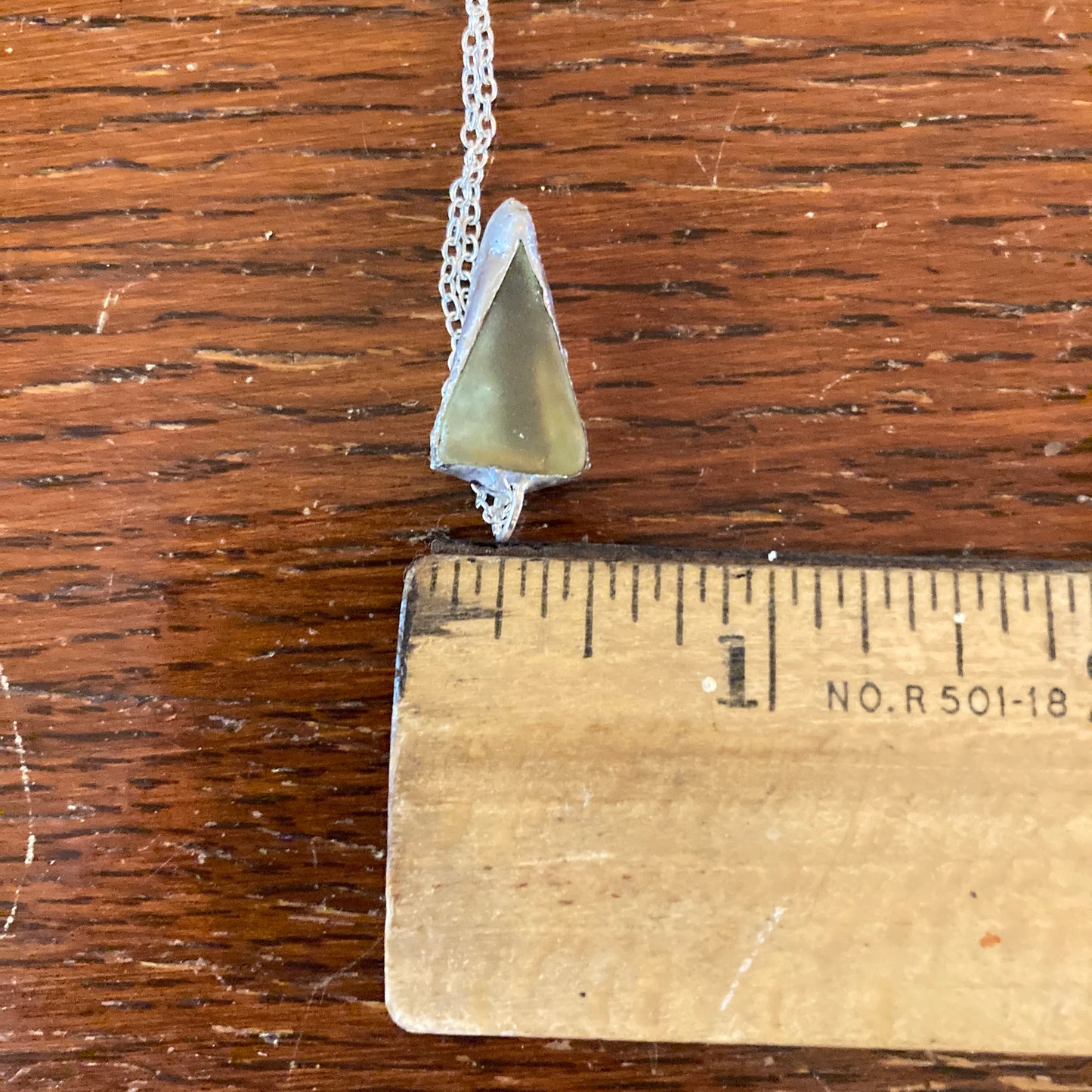 Erie Glass Artisan Made Pendant Green Uranium Glass Glow Glass Handcrafted Jewelry 3/8 in x 7/8 in