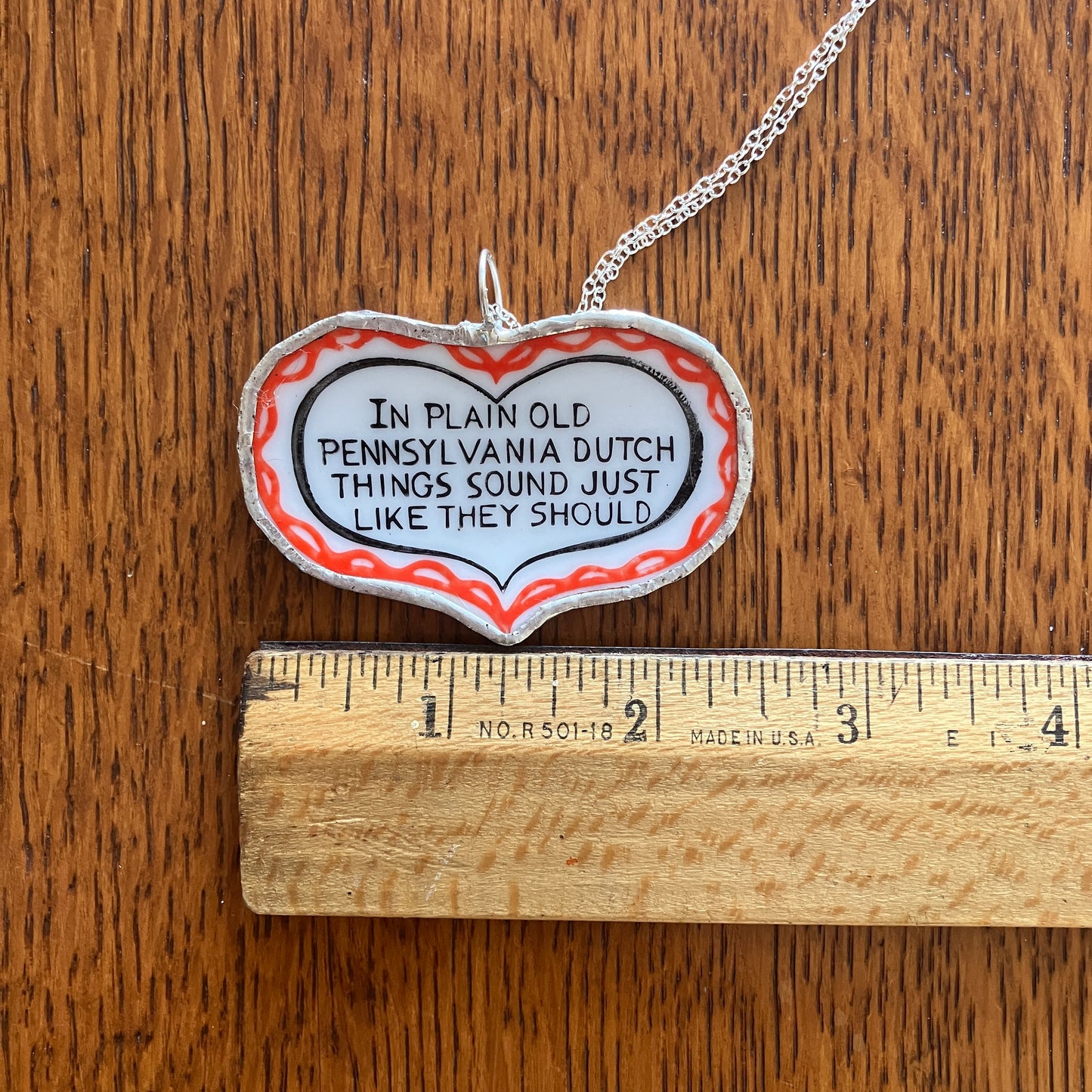 Pennsylvania Dutch Artisan Made Pendant Broken Norcrest Hand Painted Plate Handcrafted Necklace 2.5 in x 1.5 in