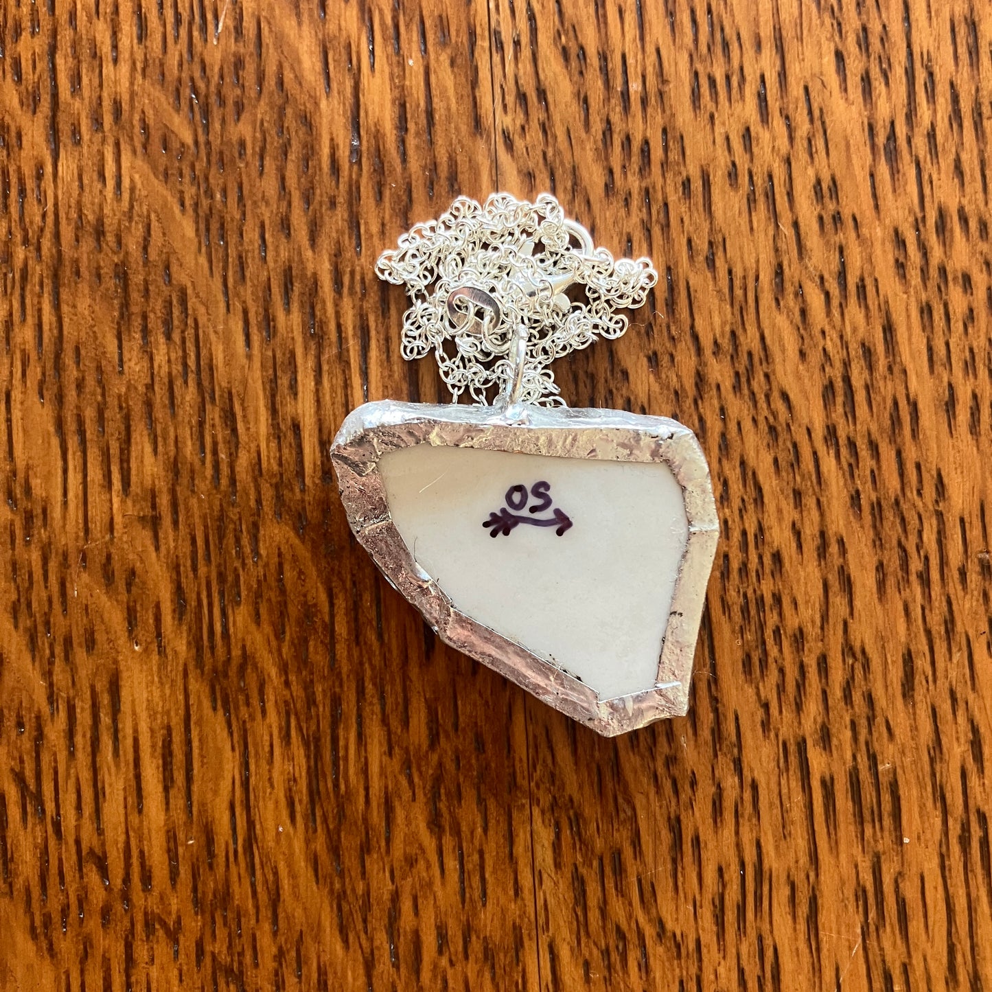 Broken Pottery Artisan Made Pendant Stoneware Flamingo Plate Handcrafted Necklace 1.25in x 1.25in