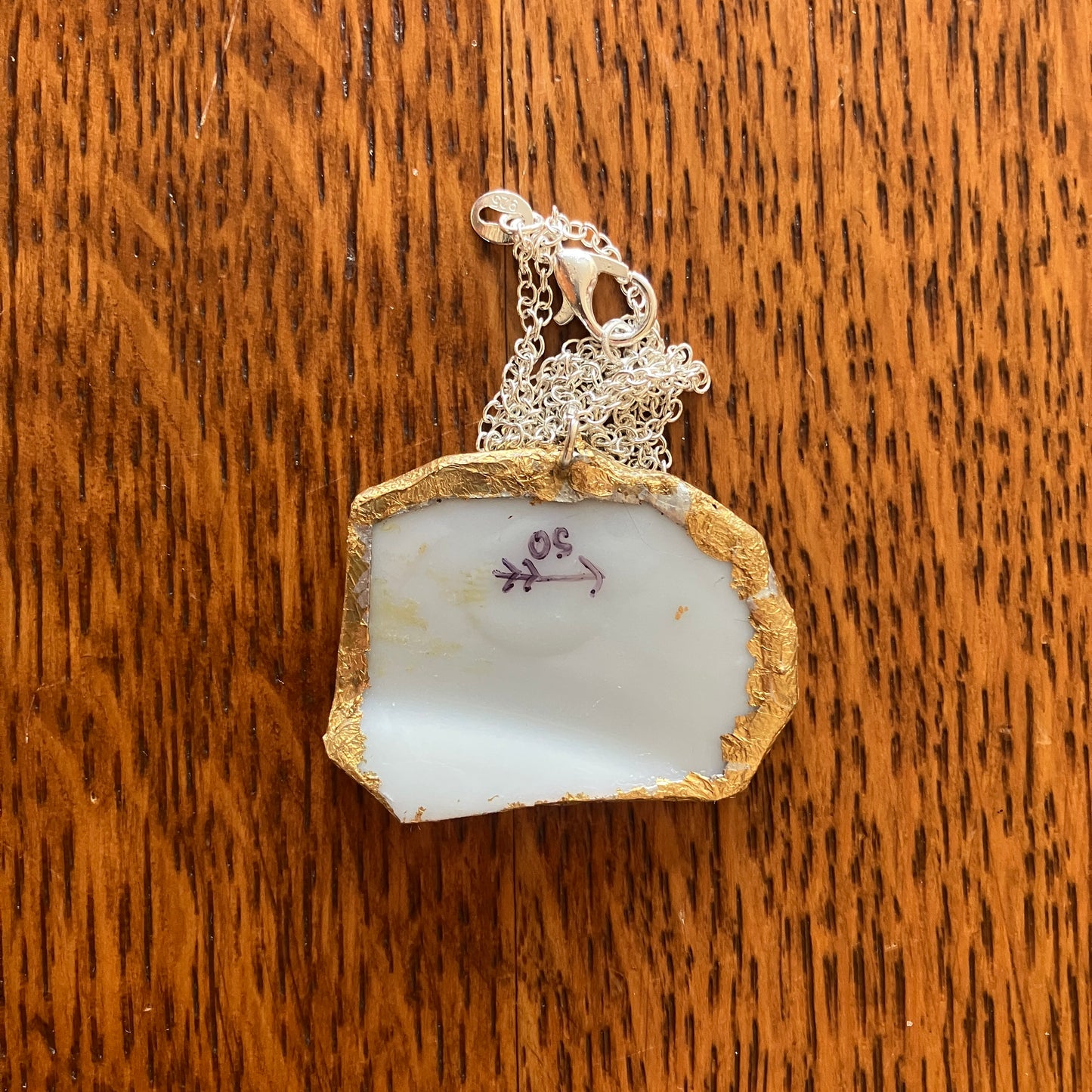 Broken Pottery Artisan Made Pendant Hand Painted Japan Unbranded Plate Handcrafted Necklace 1.5in x 1in