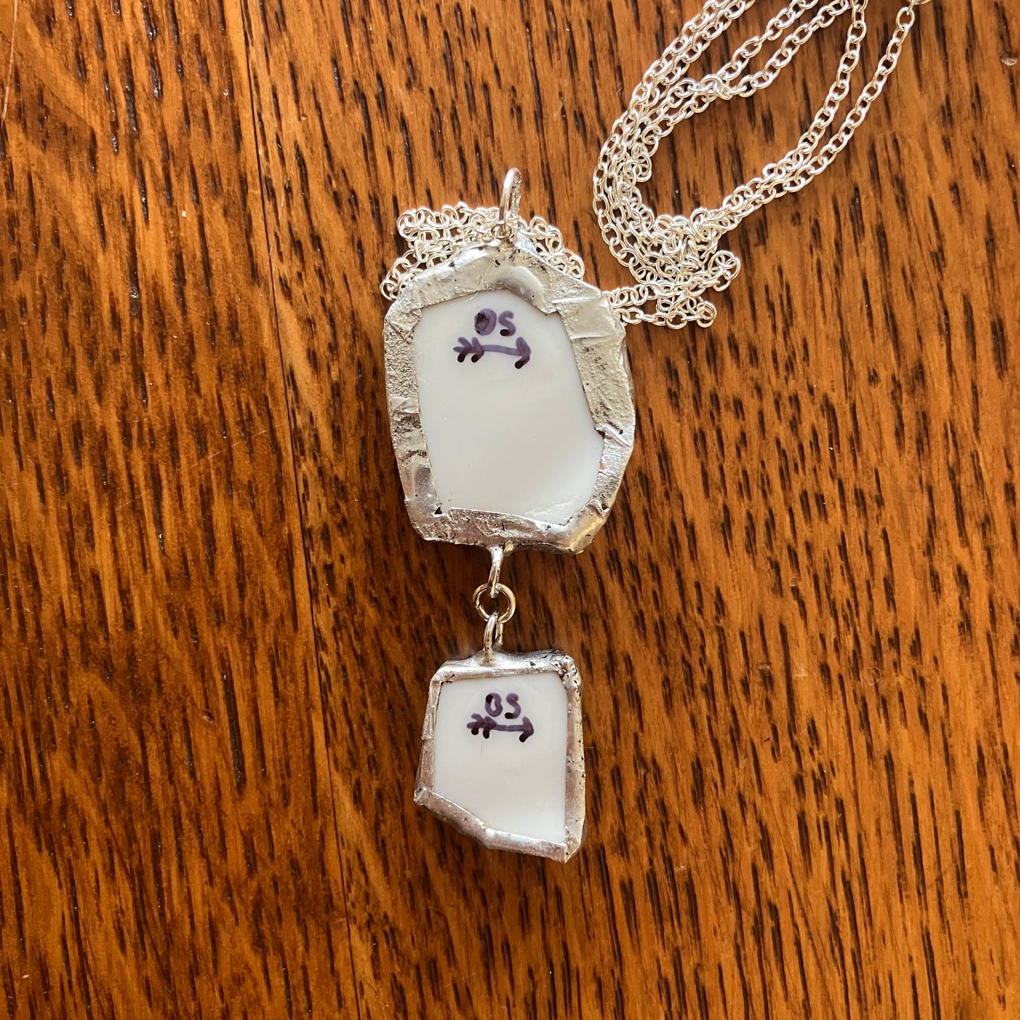 Artisan Double Pendant Royal Doulton Strawberry Cream Dinner Plate Handcrafted Necklace 3/4in x 2in