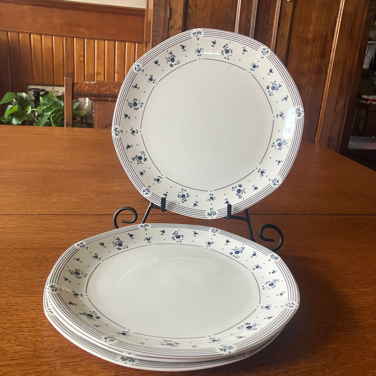 Royal Doulton Calico Blue Dinner Plate Set of 4 10.5" Vintage England