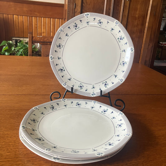 Royal Doulton Calico Blue Dinner Plate Set of 4 10.5" Vintage England