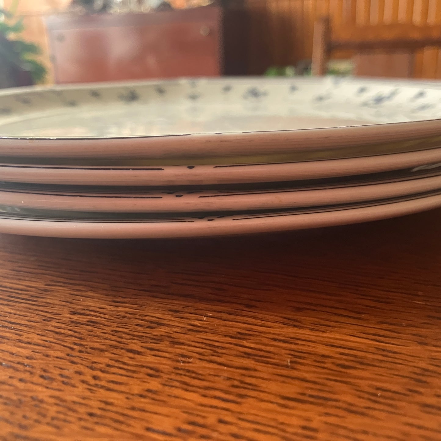 Royal Doulton Calico Blue Dinner Plate Set of 4 10.5" Vintage England