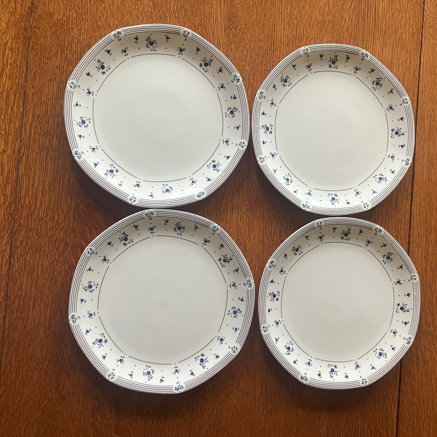 Royal Doulton Calico Blue Dinner Plate Set of 4 10.5" Vintage England