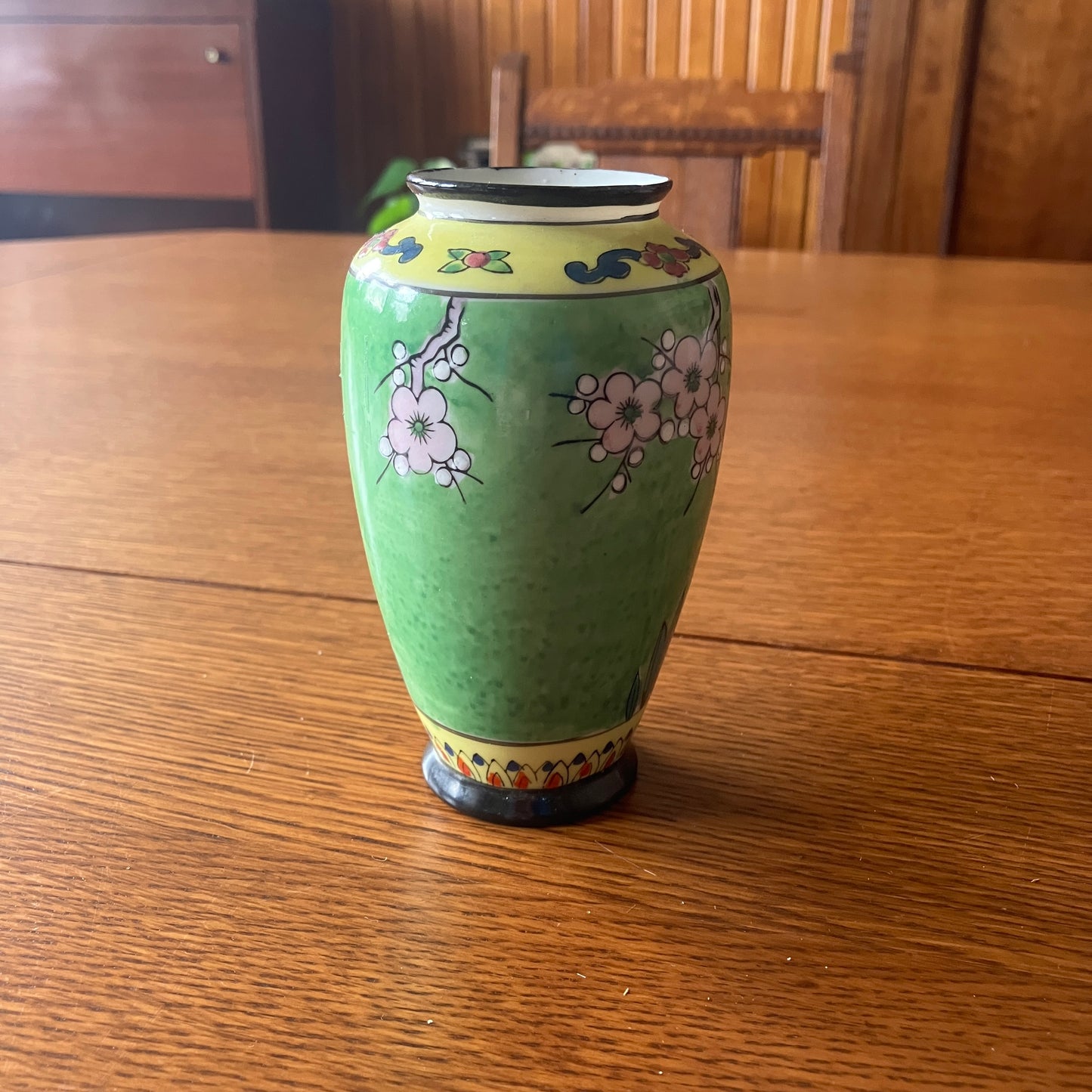 Vintage Japanese Hand-Enameled Porcelain Bud Vase 5in Kutani Style Bird & Peony