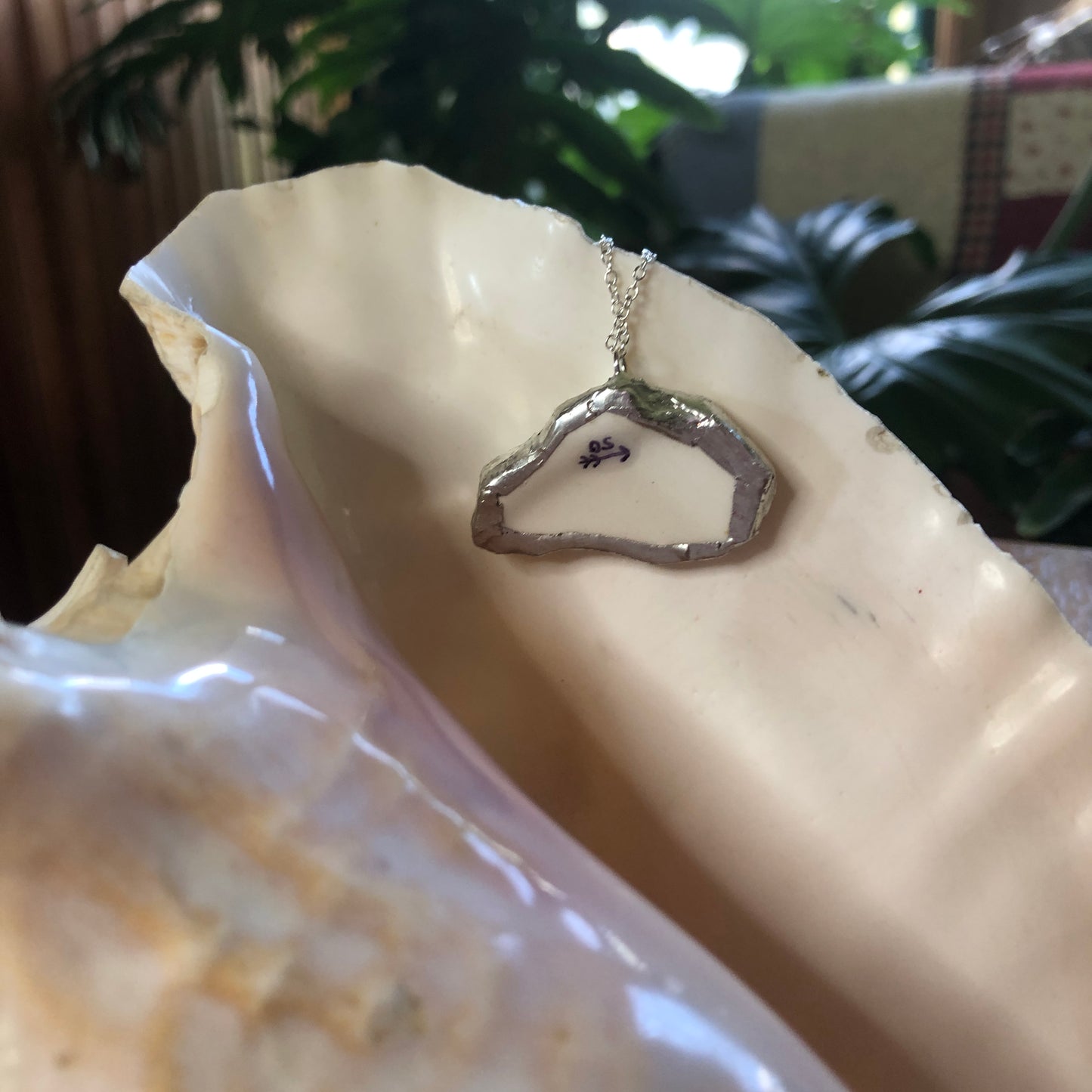 Broken Pottery Artisan Made Jacksonville Pendant Florida Collectors Plate Handcrafted Necklace 1.5in x 1in