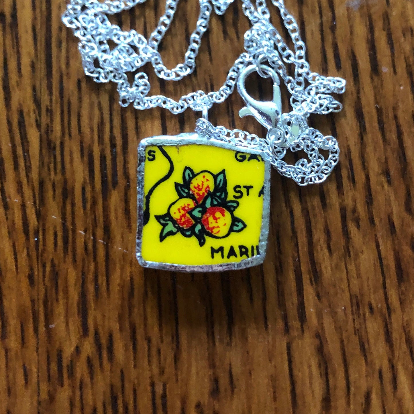 Broken Pottery Artisan Made Pendant Florida Collectors Plate Handcrafted Necklace 5/8in x 3/4in