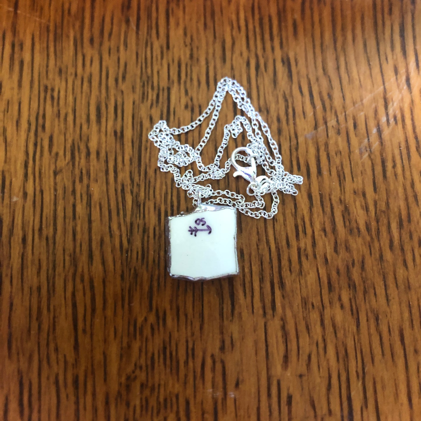 Broken Pottery Artisan Made Pendant Florida Collectors Plate Handcrafted Necklace 5/8in x 3/4in