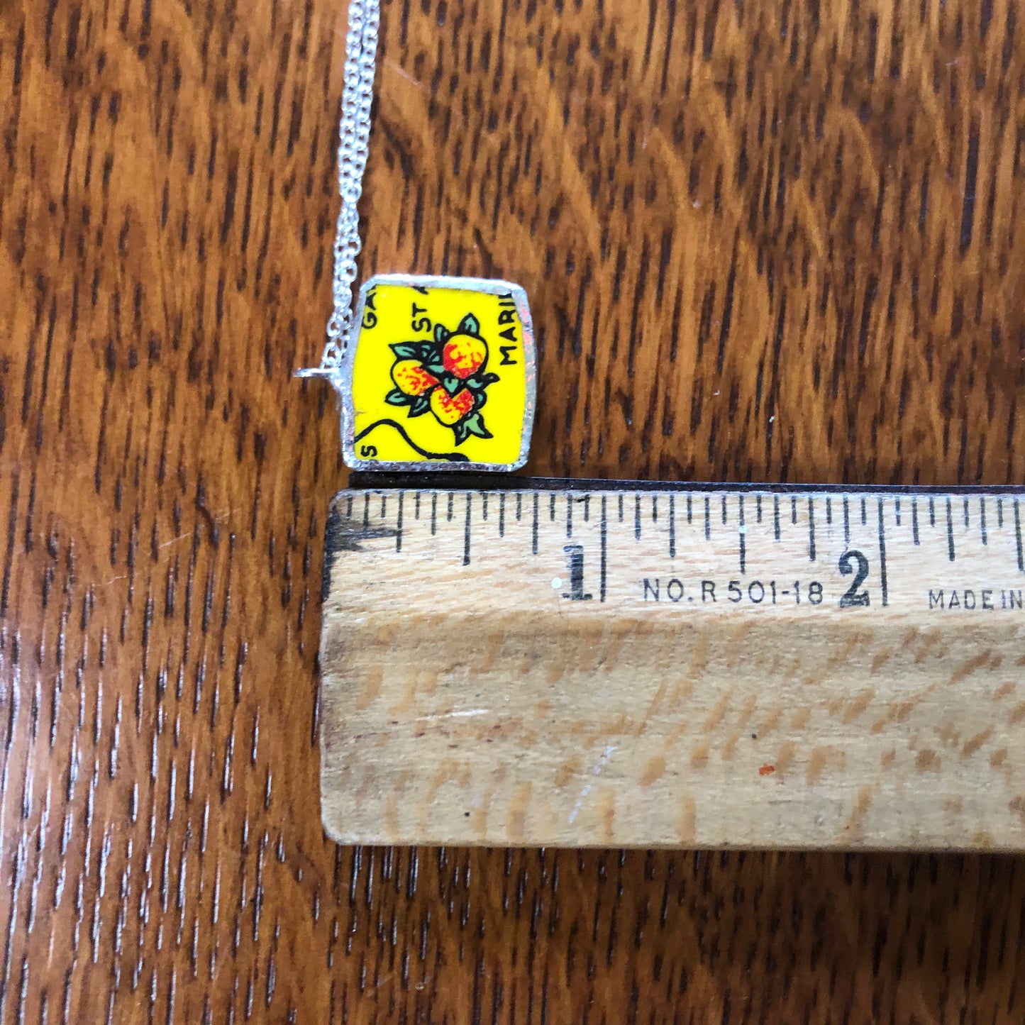 Broken Pottery Artisan Made Pendant Florida Collectors Plate Handcrafted Necklace 5/8in x 3/4in