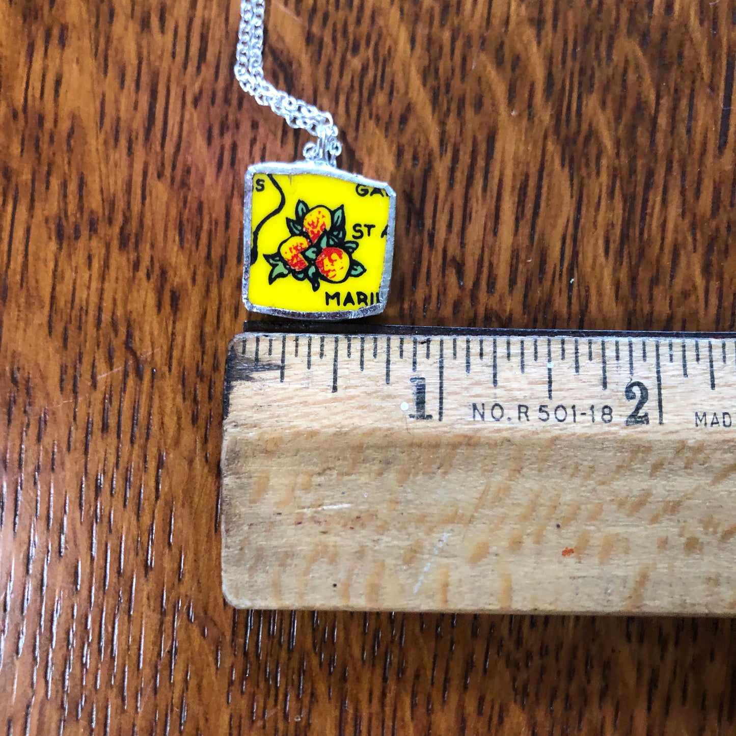 Broken Pottery Artisan Made Pendant Florida Collectors Plate Handcrafted Necklace 5/8in x 3/4in