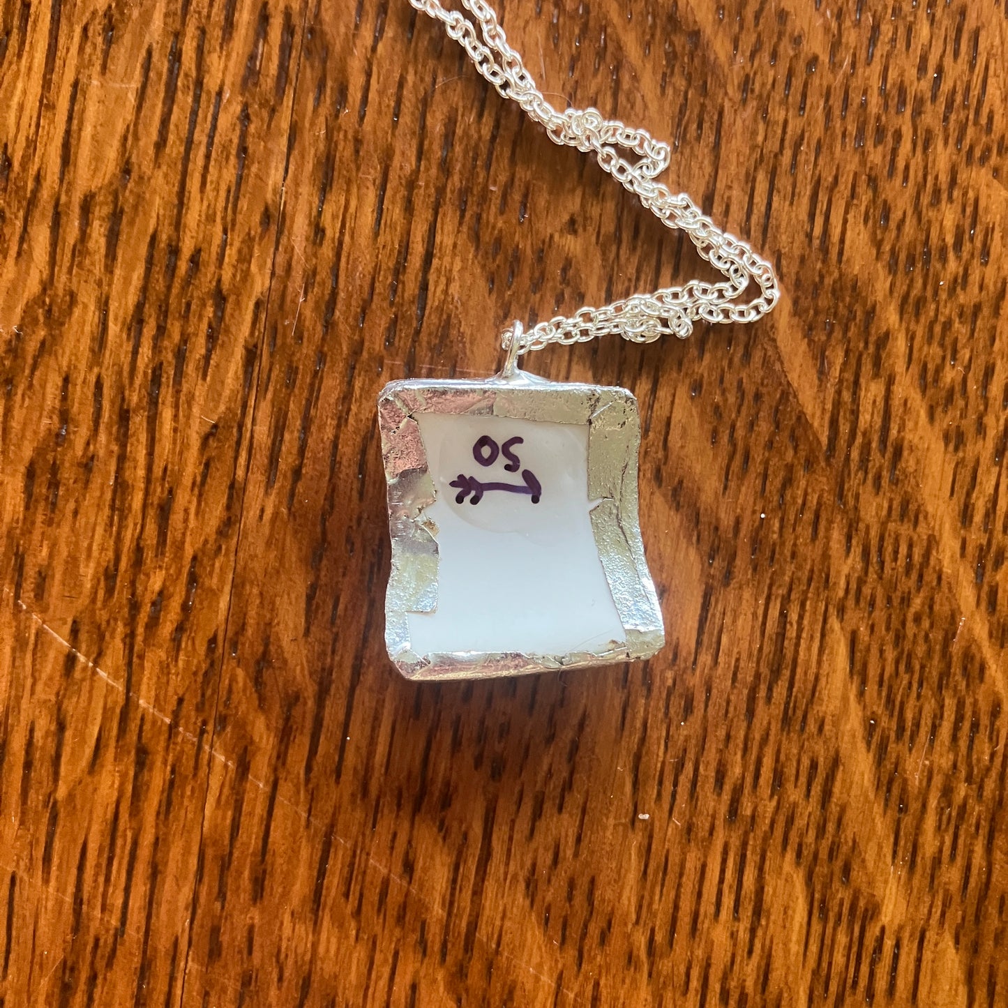 Broken Pottery Artisan Made Ivy Pendant Studio Nova Plate Handcrafted Necklace 3/4 in x 7/8 in