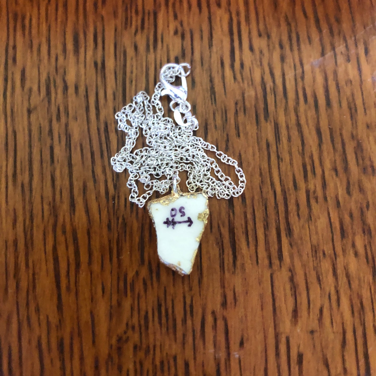 Broken Pottery Artisan Made Palm Tree Pendant Florida Collectors Plate Handcrafted Necklace 1/2in x 5/8in