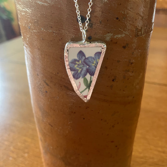 Broken Pottery Artisan Made Pendant Studio Nova Plate Handcrafted Necklace 3/4 in x 1.25 in