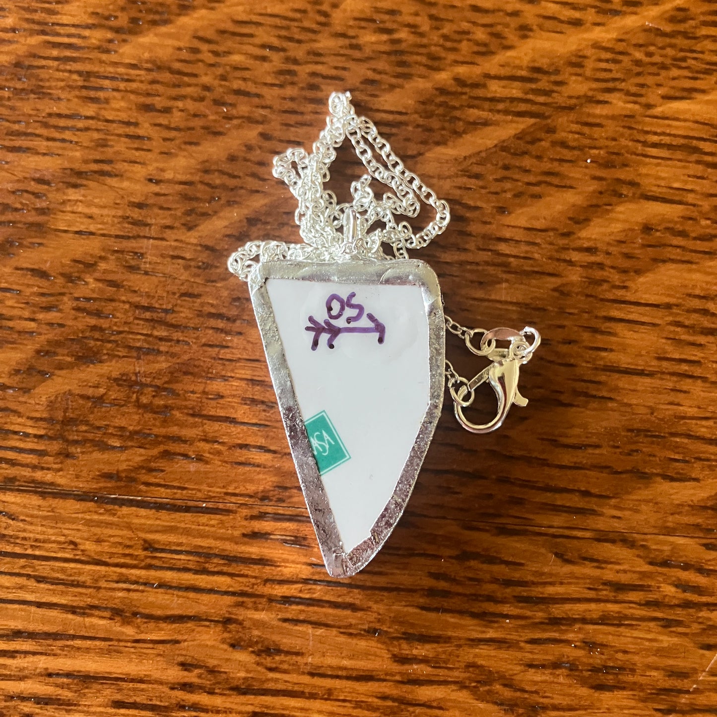 Broken Pottery Artisan Made Pendant Studio Nova Plate Handcrafted Necklace 3/4 in x 1.25 in