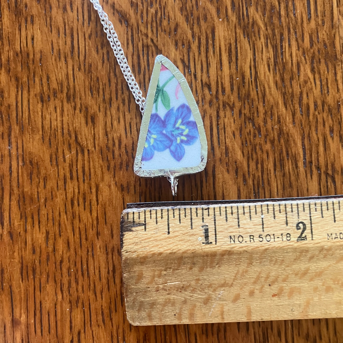 Broken Pottery Artisan Made Pendant Studio Nova Plate Handcrafted Necklace 3/4 in x 1.25 in