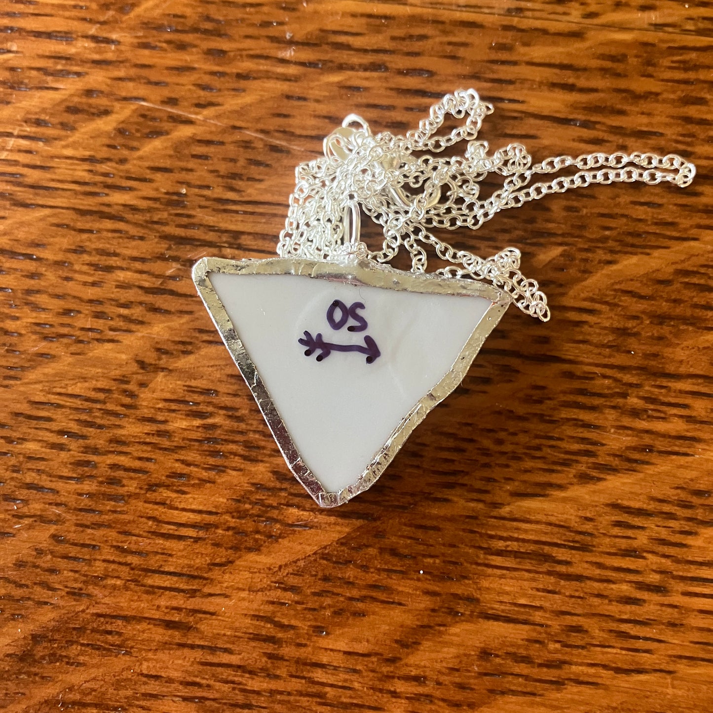 Broken Pottery Artisan Made Floral Pendant Sierra Stoneware Plate Handcrafted Necklace 1.25 in x 1 in