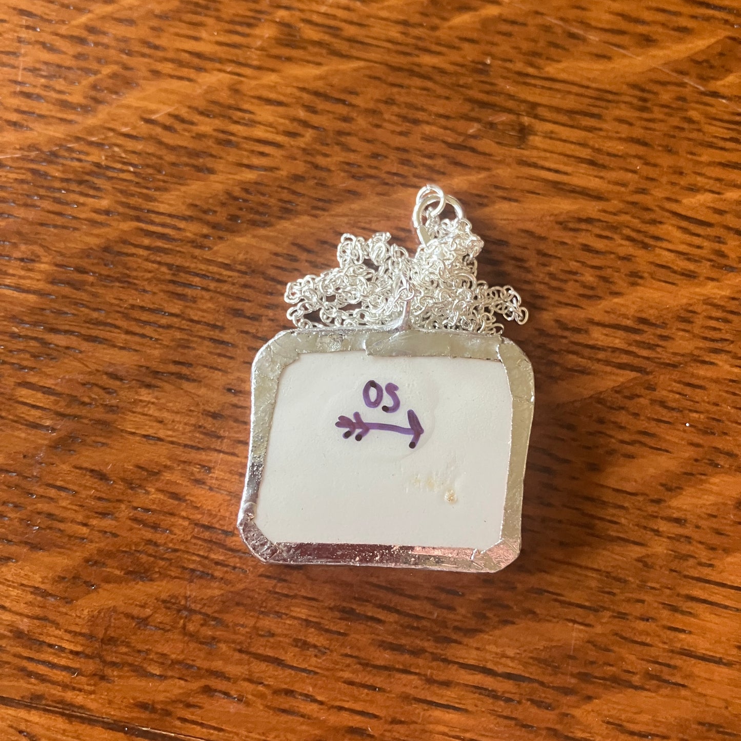 Broken Pottery Artisan Made Pendant Broken Crown Clarence Staffordshire Indian Tree Plate Handcrafted Necklace 1.25in x 1in