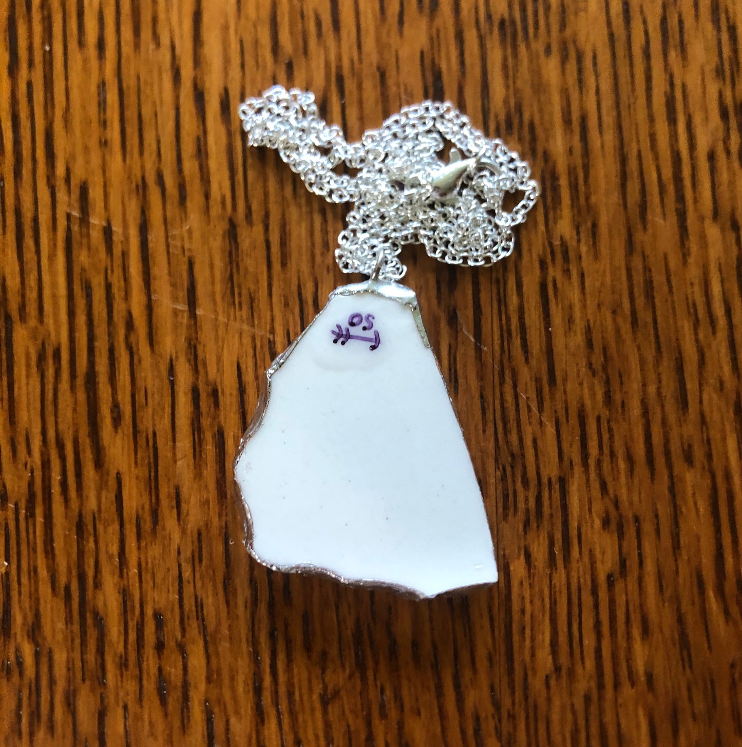 Broken Pottery Artisan Made Key West Pendant Florida Collectors Plate Handcrafted Necklace 1.25in x 1 3/8in