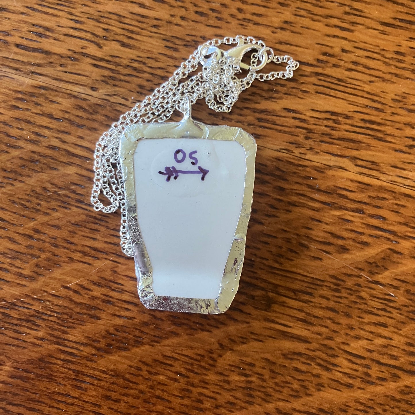 Artisan Made Aries Pendant Repurposed Zodiac Calendar Plate Shard Unique Necklace 1in x 1.5in