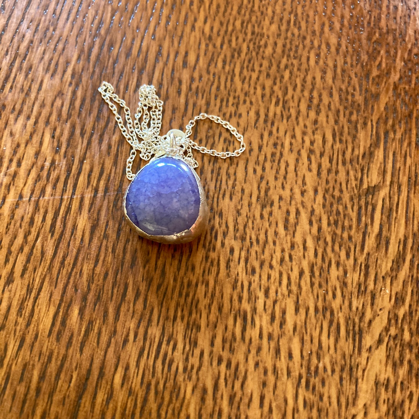 Artisan Made Rock Pendant Resembles Amethyst Handcrafted Necklace 3/4 in x 7/8 in
