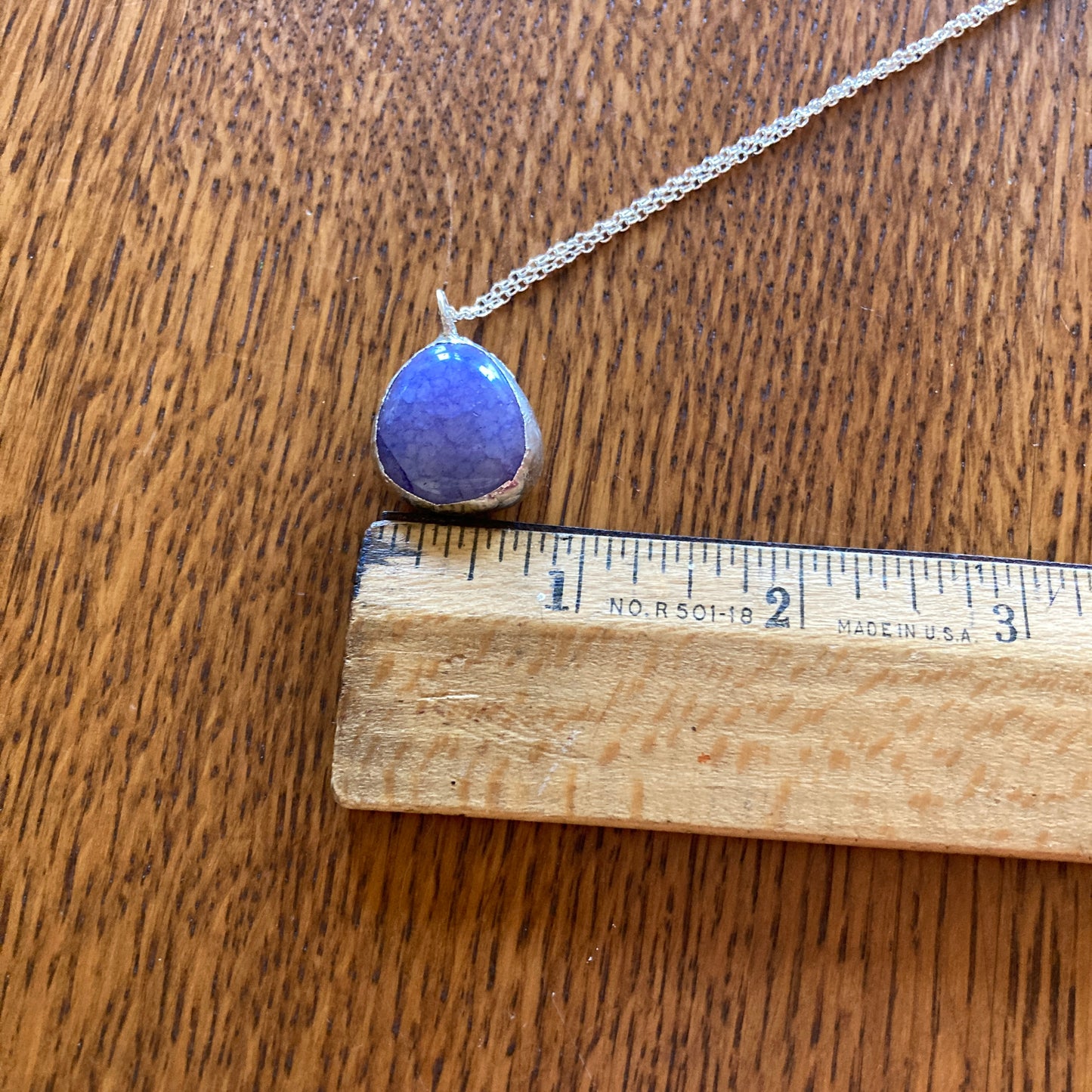 Artisan Made Rock Pendant Resembles Amethyst Handcrafted Necklace 3/4 in x 7/8 in