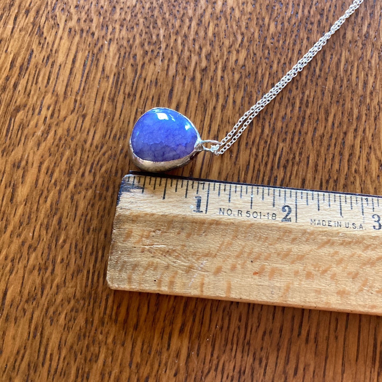Artisan Made Rock Pendant Resembles Amethyst Handcrafted Necklace 3/4 in x 7/8 in