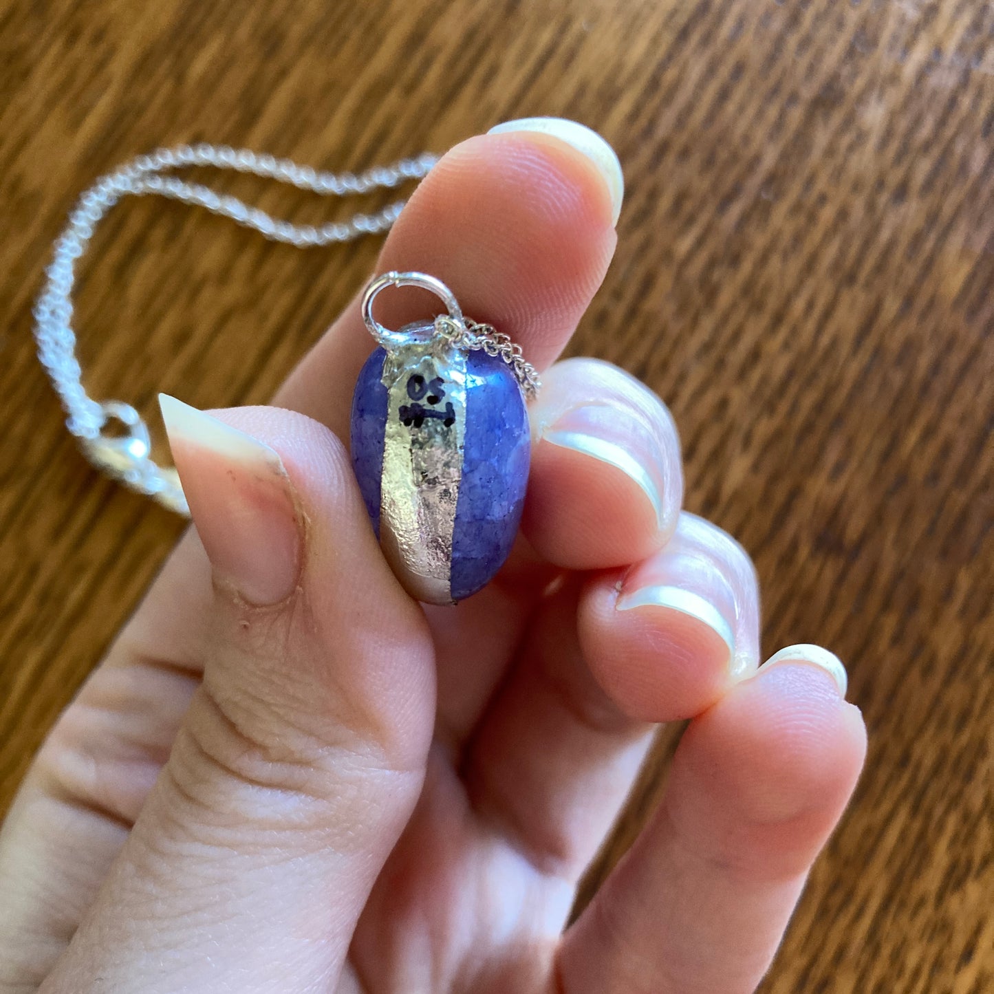 Artisan Made Rock Pendant Resembles Amethyst Handcrafted Necklace 3/4 in x 7/8 in