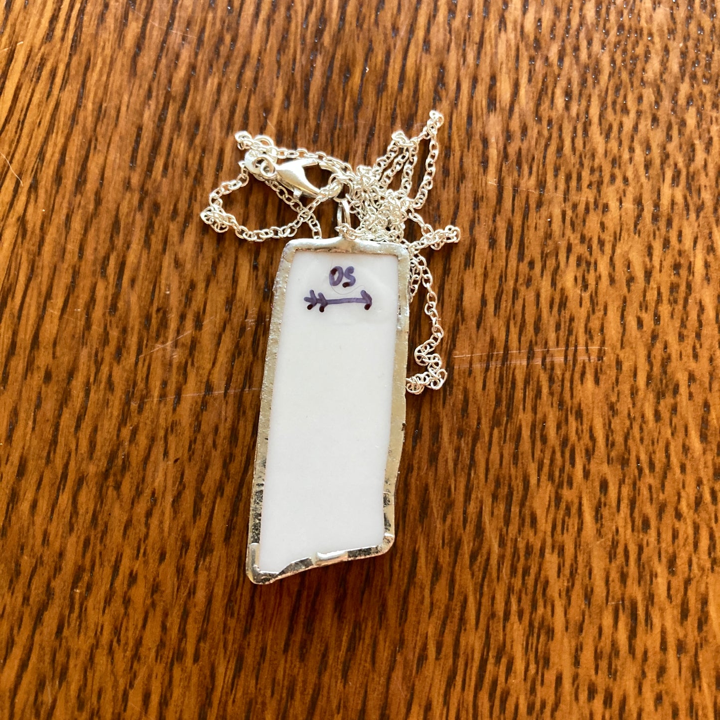 Broken Pottery Artisan Made Pendant Royal Kent Mouse Plate Handcrafted Necklace 3/4 in x 1.75 in