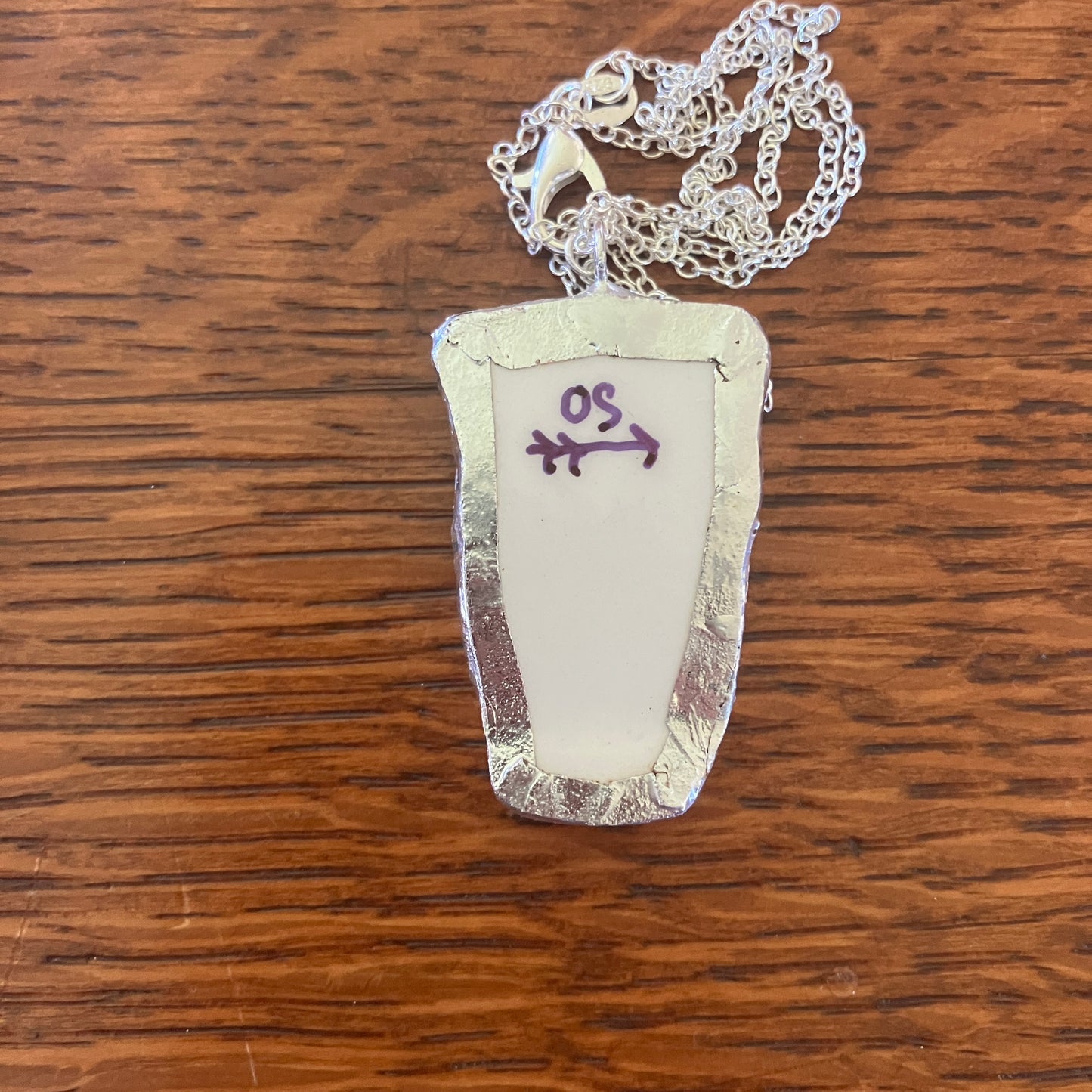 Artisan Made Virgo Pendant Repurposed Zodiac Calendar Plate Shard Unique Necklace 7/8in x 1.5in
