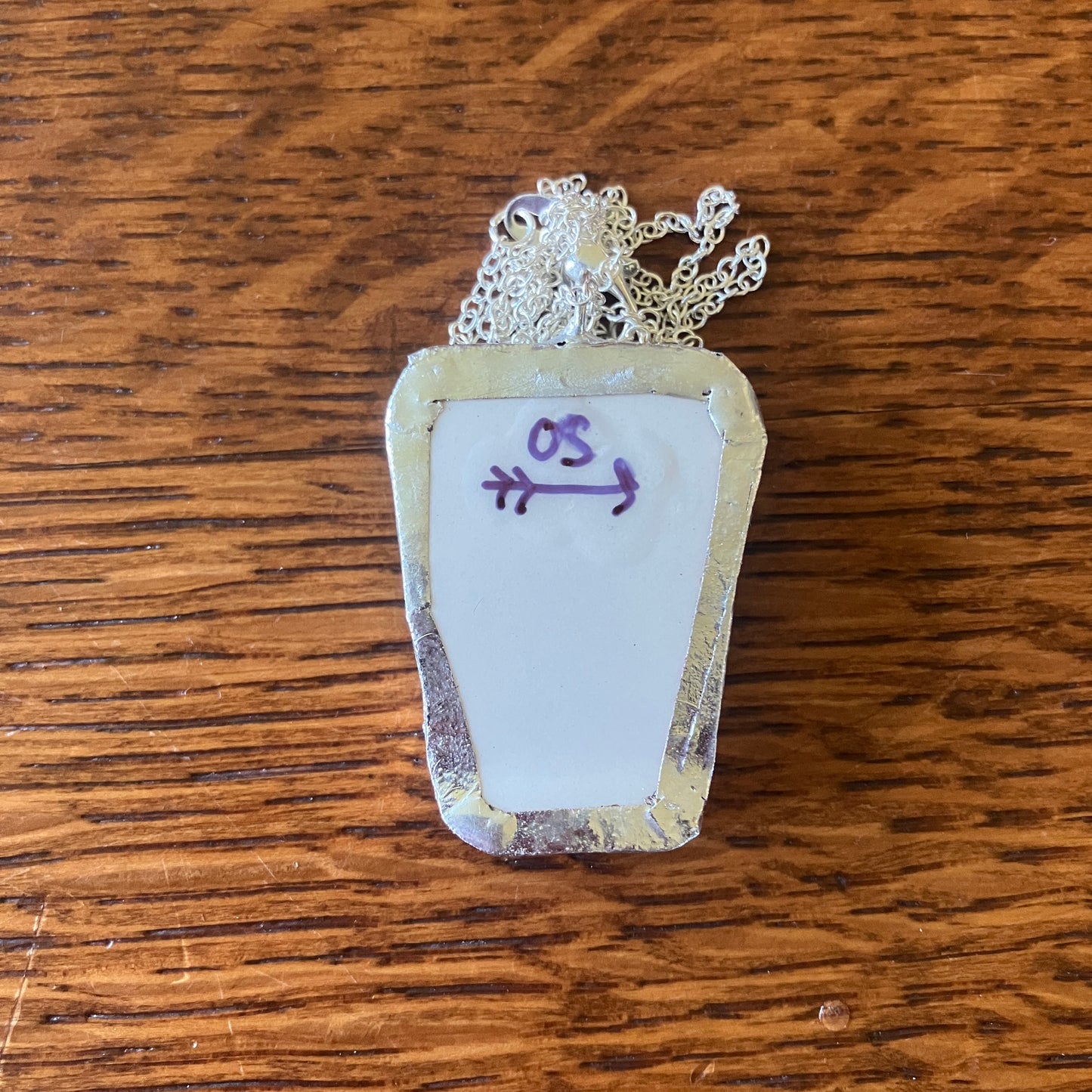 Artisan Made Capricorn Pendant Repurposed Zodiac Calendar Plate Shard Unique Necklace 1in x 1.5in