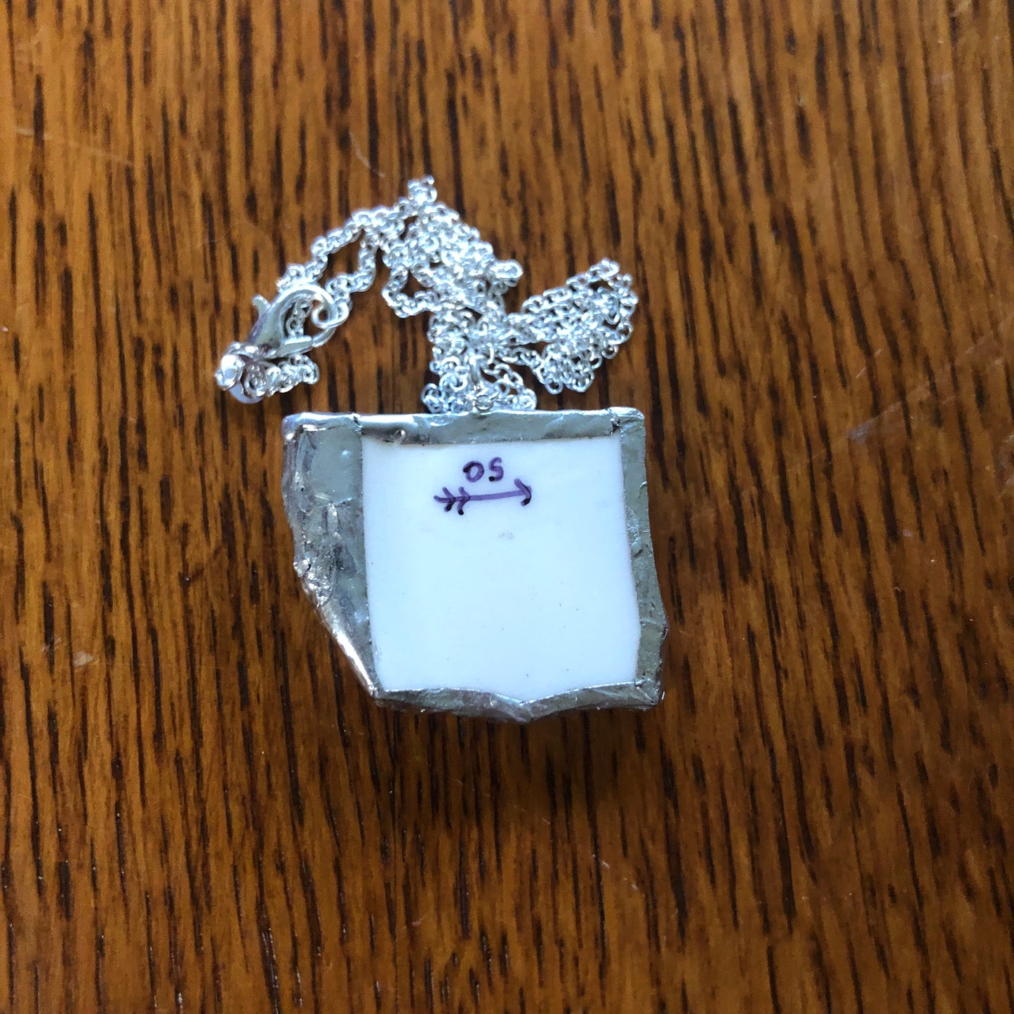 Broken Pottery Artisan Made Marineland Pendant Florida Collectors Plate Handcrafted Necklace 1.25in x 1 1/8in