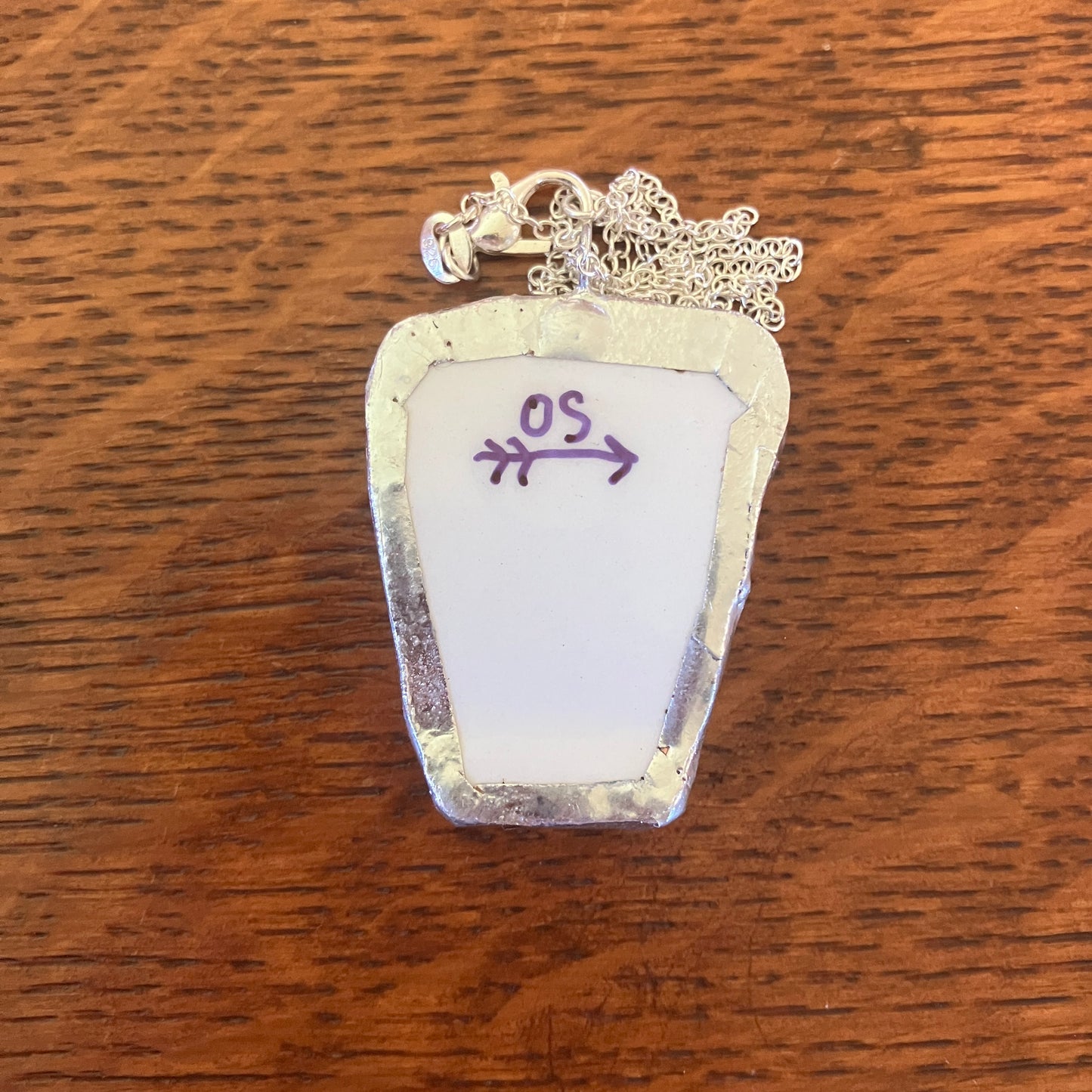 Artisan Made Taurus Pendant Repurposed Zodiac Calendar Plate Shard Unique Necklace 1 1/8in x 1.5in