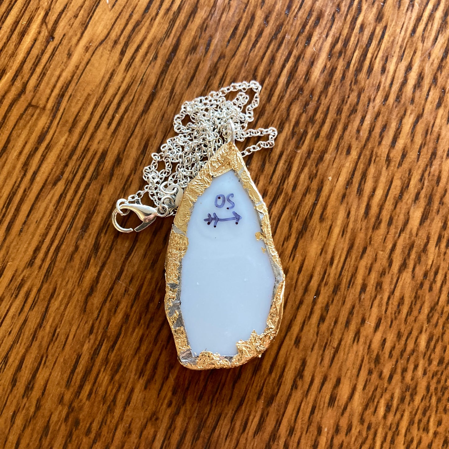 Broken Pottery Artisan Made Pendant Christian Religious Plate Handcrafted Necklace 1 in x 1.75 in