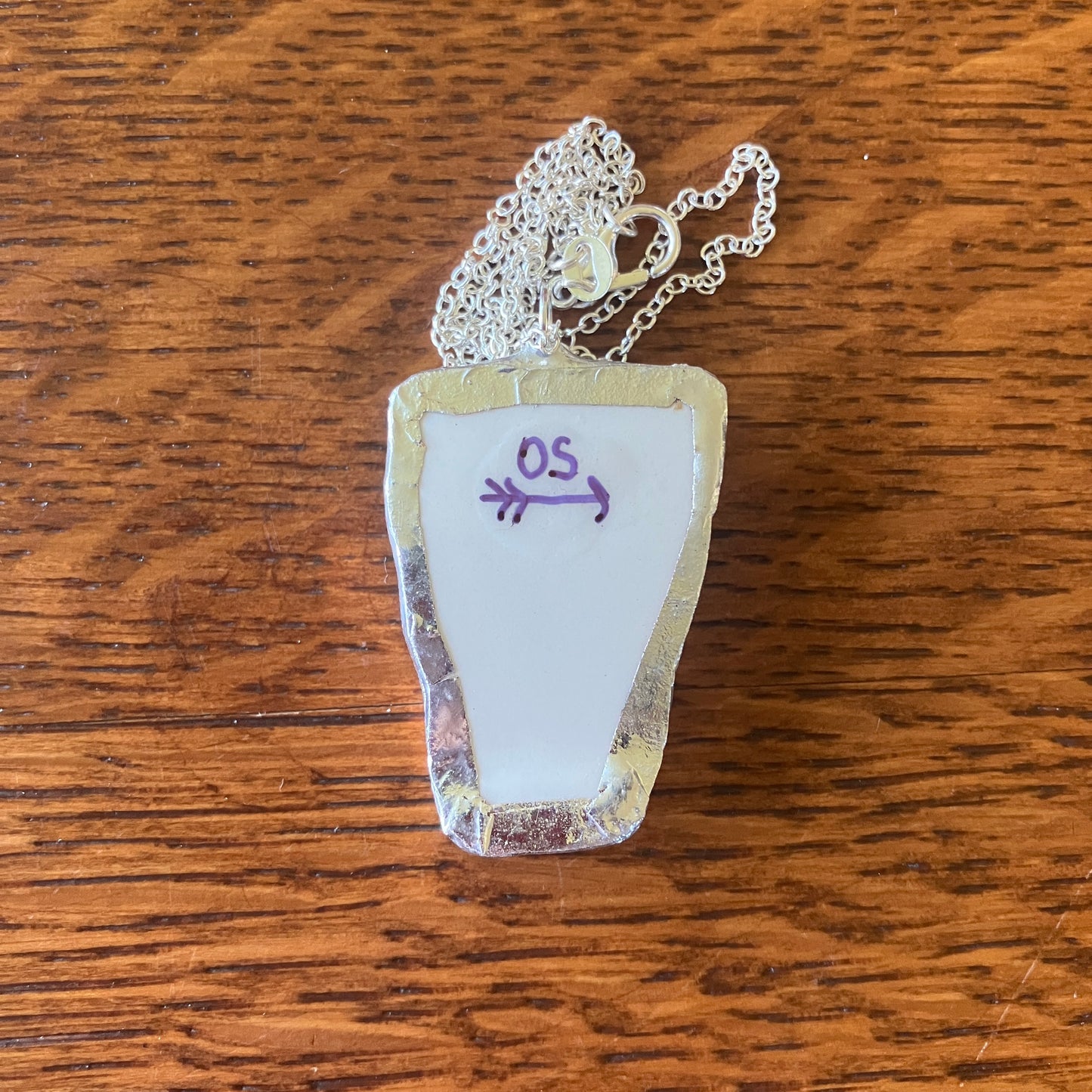 Artisan Made Cancer Pendant Repurposed Zodiac Calendar Plate Shard Unique Necklace 1in x 1.5in