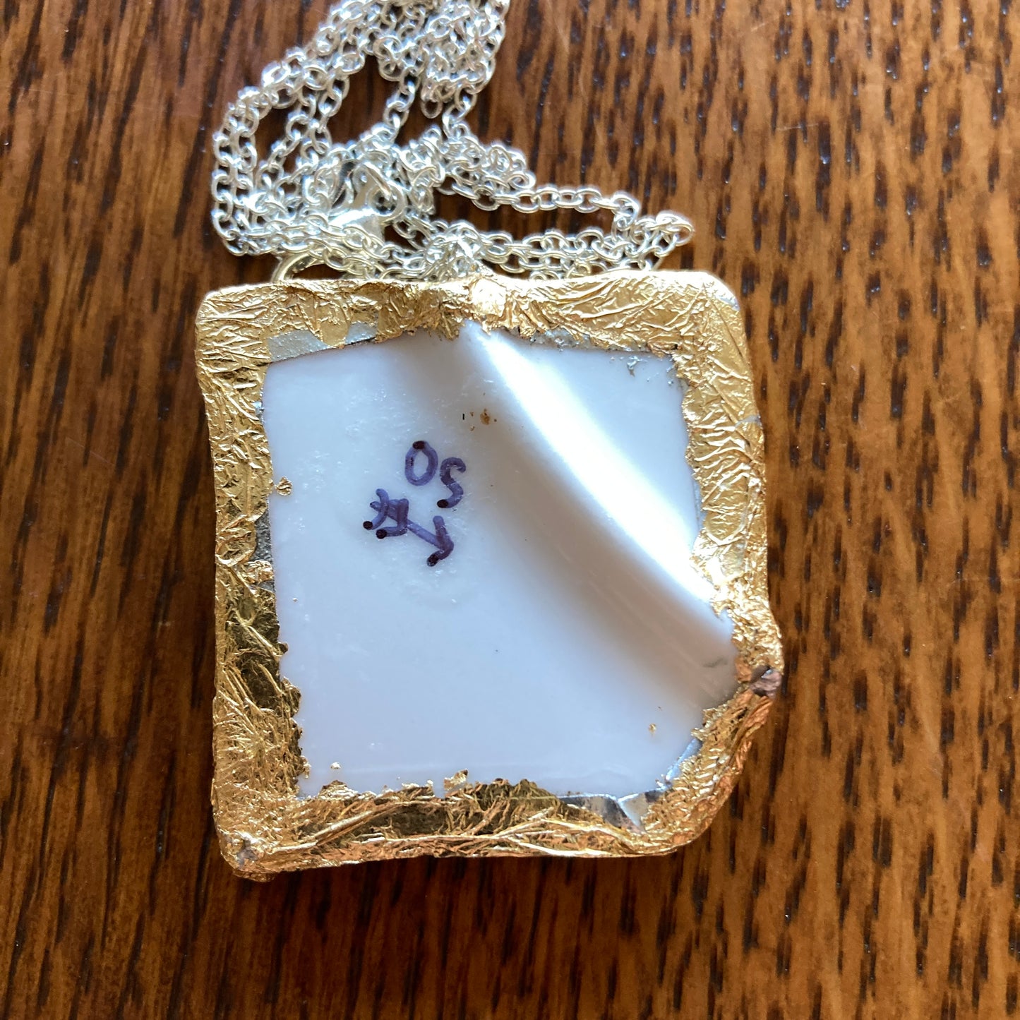 Broken Pottery Artisan Made Pendant Royal Kent Mouse Plate Handcrafted Necklace 1 3/8 in x 1.5 in