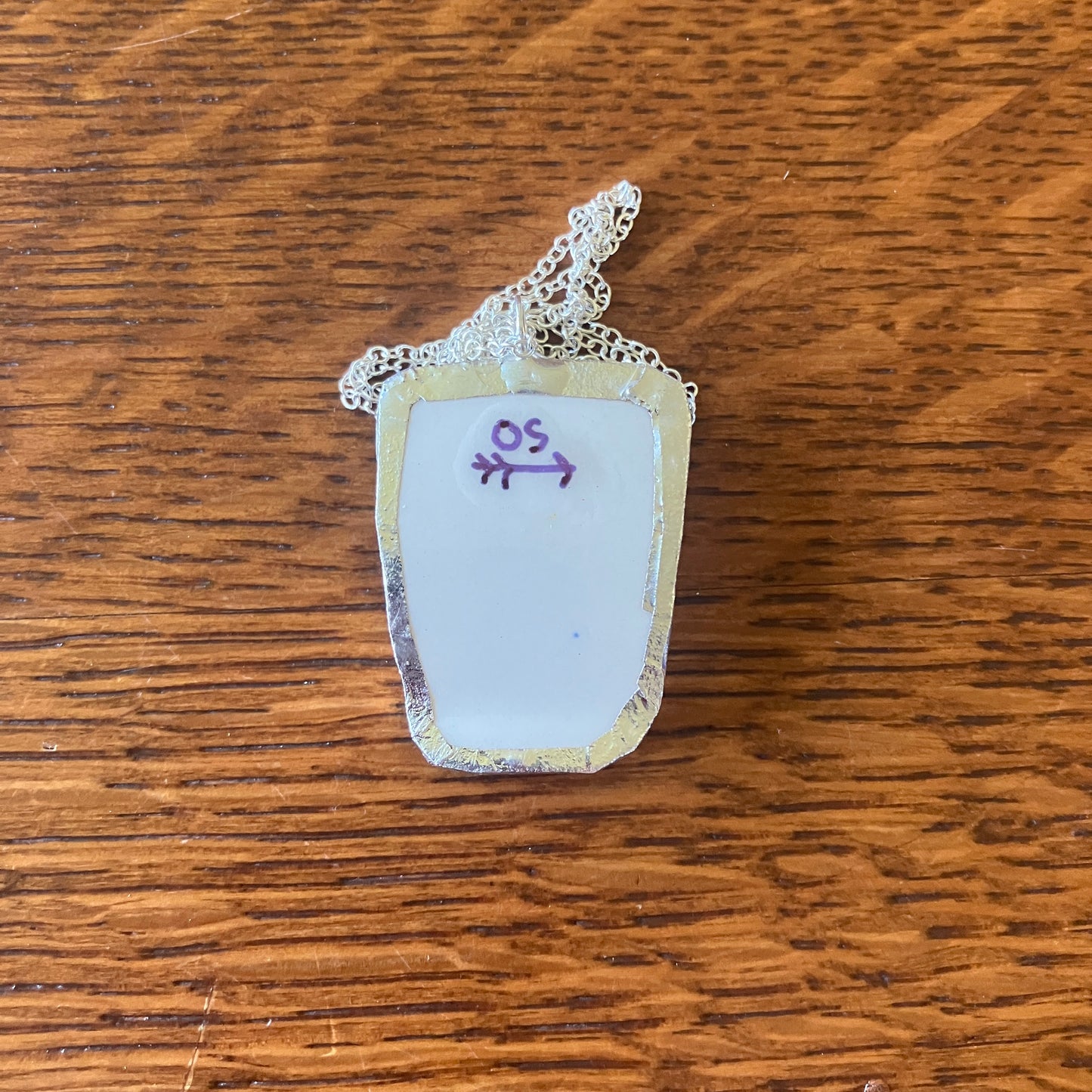 Artisan Made Aquarius Pendant Repurposed Zodiac Calendar Plate Shard Unique Necklace 1in x 1.5in