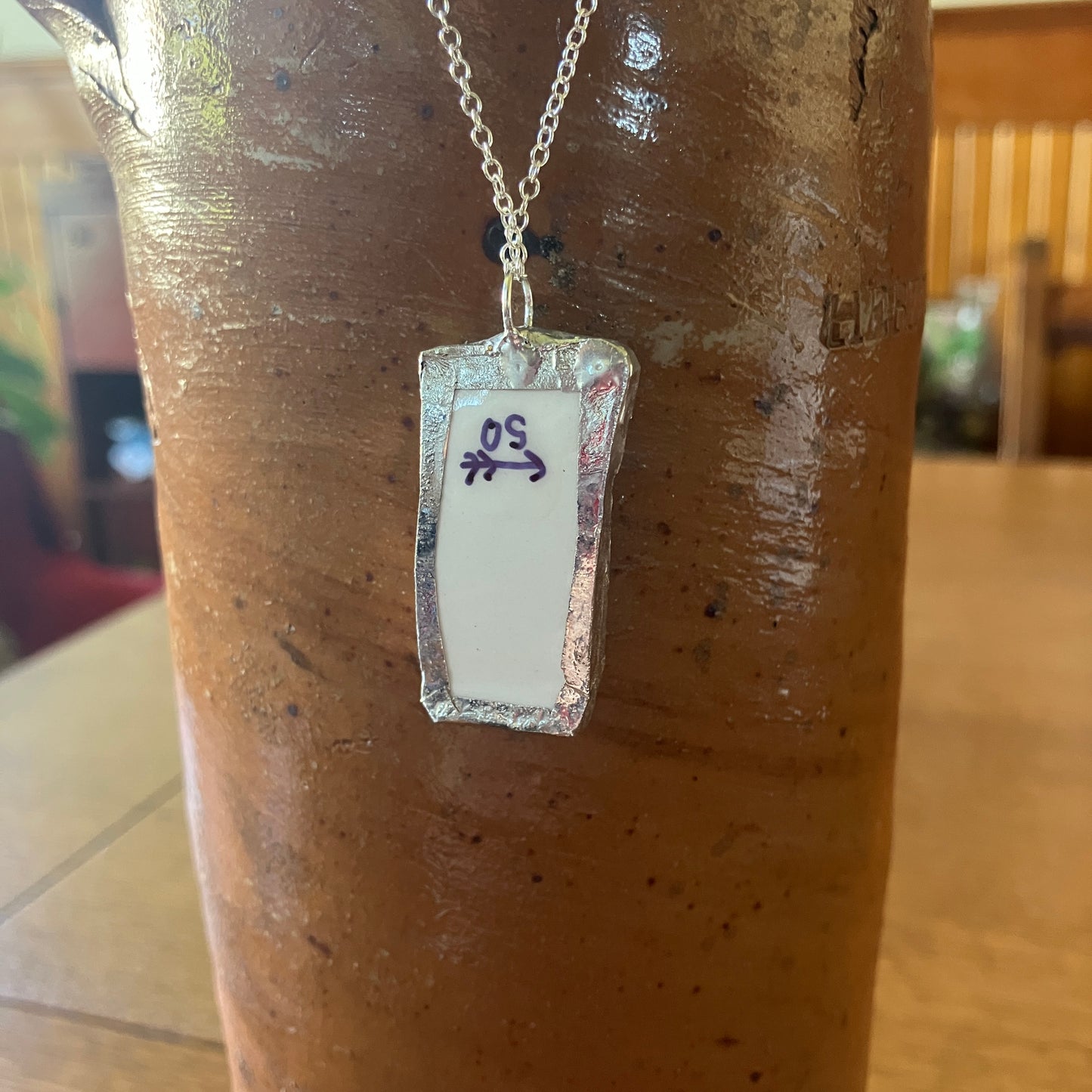 Artisan Made Scorpio Pendant Repurposed Zodiac Calendar Plate Shard Unique Necklace 3/4in x 1.5in