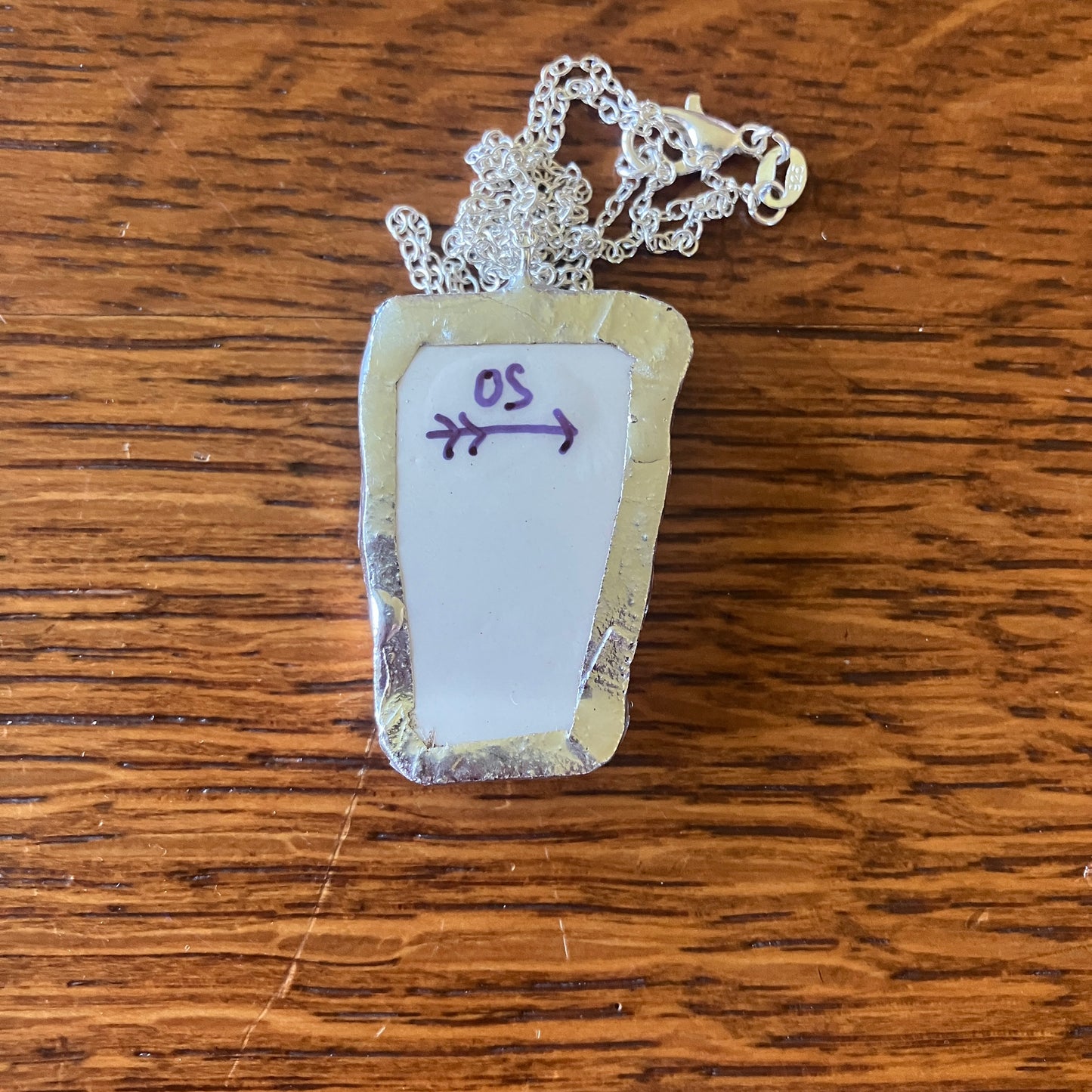 Artisan Made Pisces Pendant Repurposed Zodiac Calendar Plate Shard Unique Necklace 1in x 1.5in