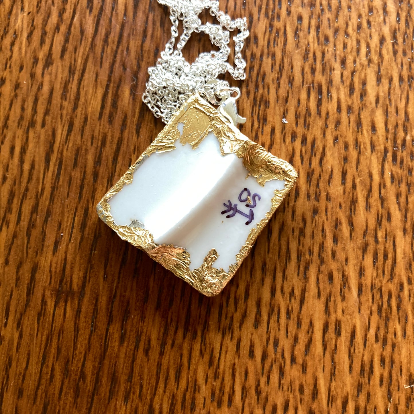 Broken Pottery Artisan Made Pendant Royal Kent Mouse Plate Handcrafted Necklace 1.5 in x 1.5 in