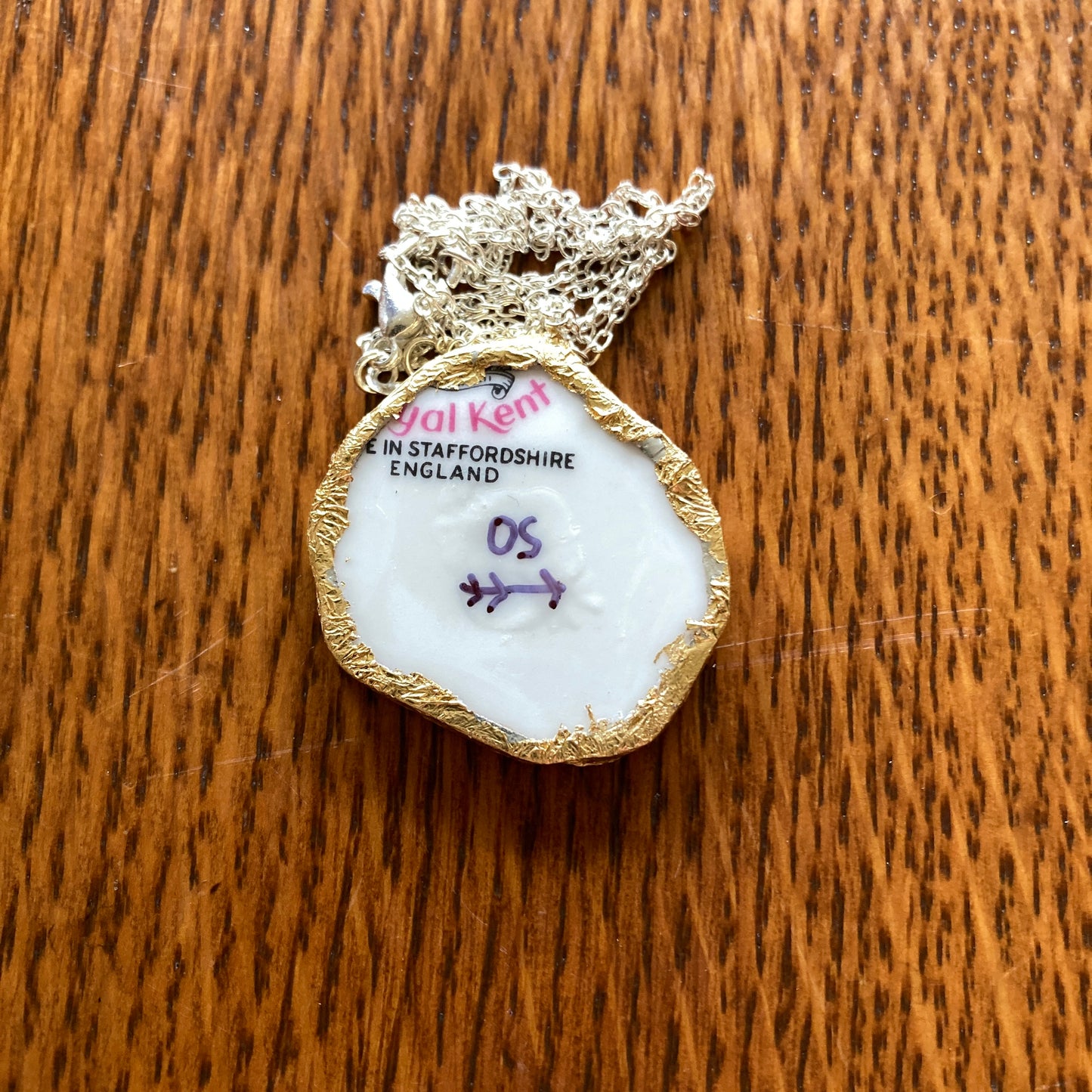 Broken Pottery Artisan Made Pendant Royal Kent Mouse Plate Handcrafted Necklace 1 1/4 in x 1 in
