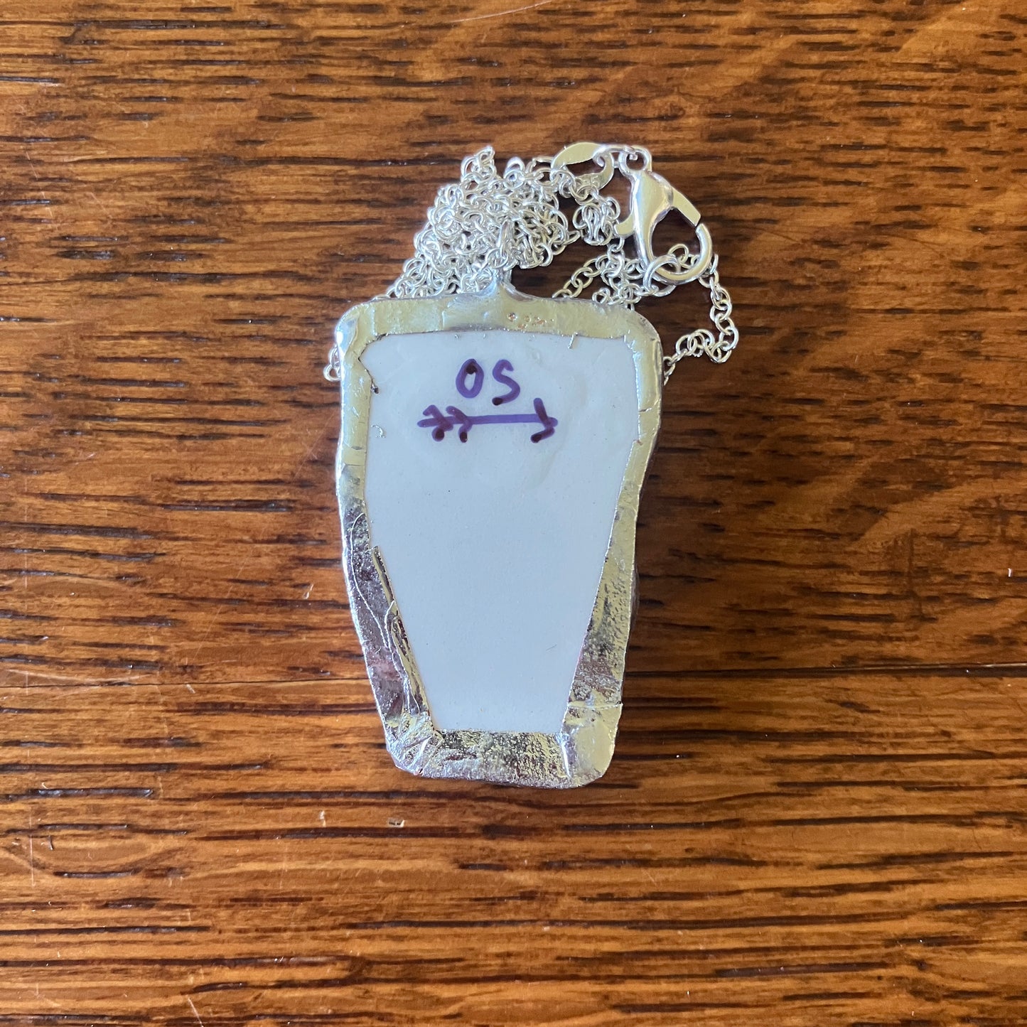 Artisan Made Libra Pendant Repurposed Zodiac Calendar Plate Shard Unique Necklace 1in x 1.5in