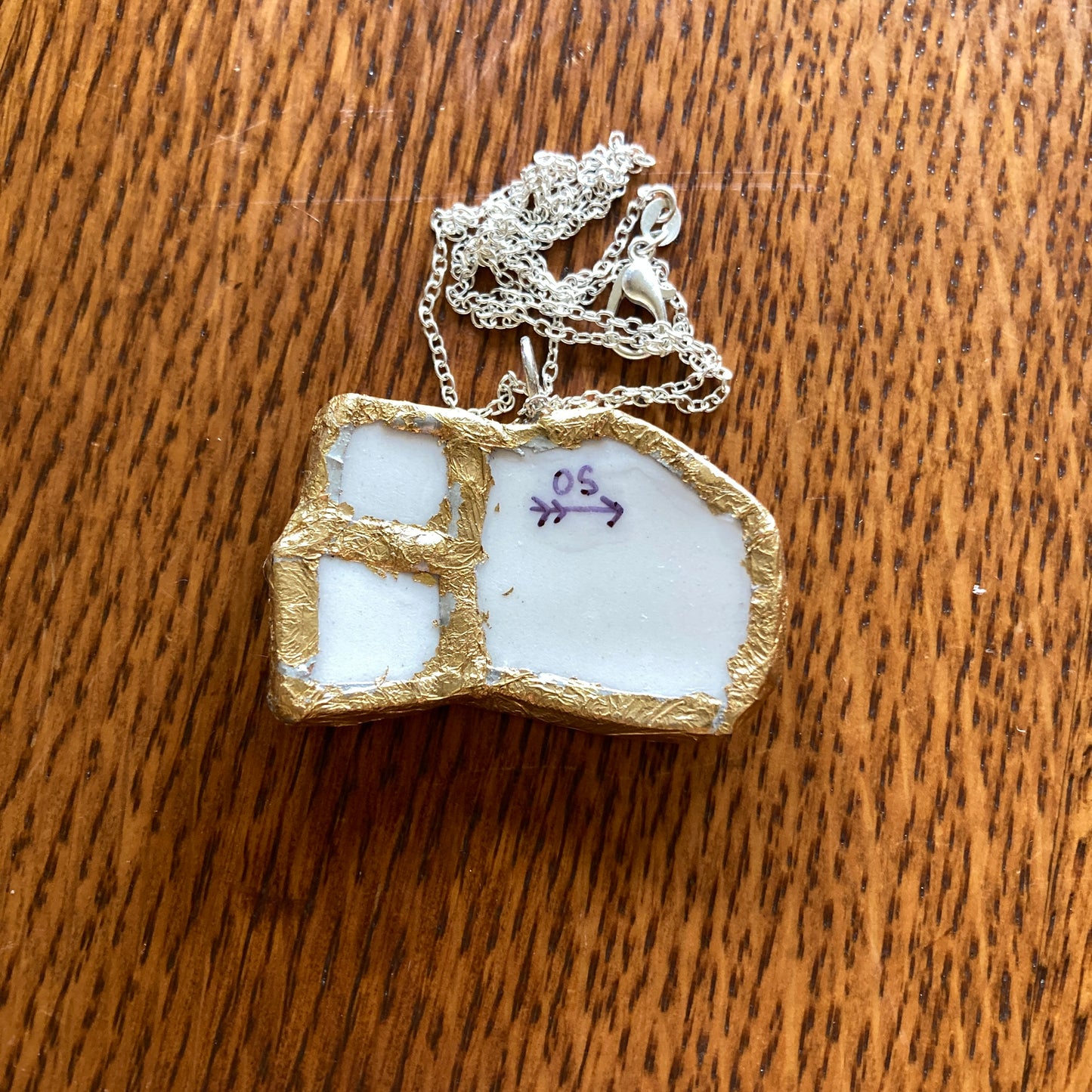 Broken Pottery Artisan Made Pig Pendant Molly Hatch Mug Handcrafted Necklace 1.75 in x 1 1/8 in