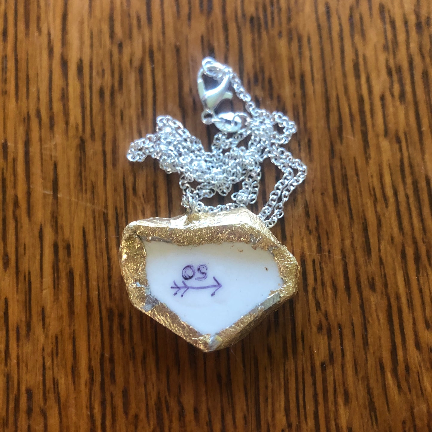 Broken Pottery Artisan Made Poinsettia Pendant Florida Collectors Plate Handcrafted Necklace 1.25in x 1in