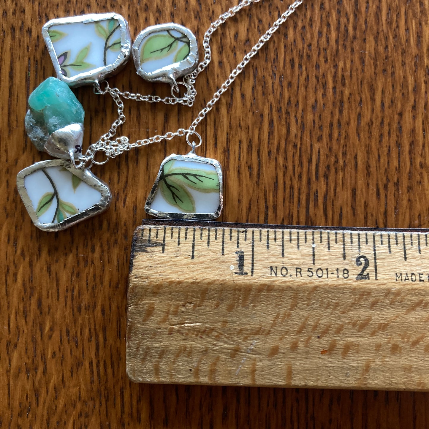 Broken Aladdin Fine China Fantasia Occupied Japan Plate And Green Rock Artisan Made Necklace Handcrafted